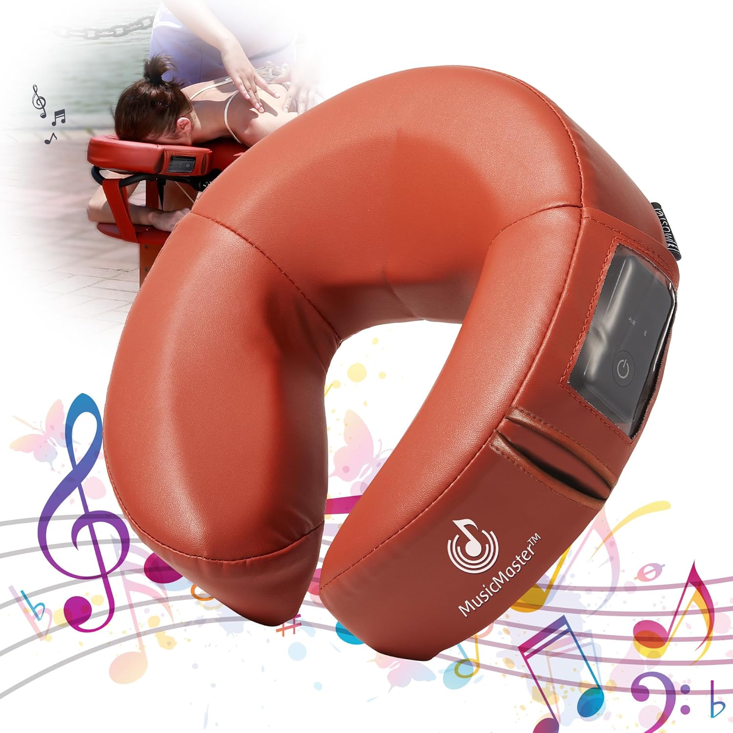 Master Massage Music Master Crescent – Cojín redondo de alta fidelidad con sonido facial, almohada de masaje Bluetooth, almohadilla para