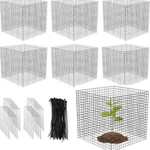 Protectores de plantas de alambre pequeño, paquete de 6 protectores cuadrados para plantas de animales, jaula de malla para plantas, cubierta de Protectores de plantas de alambre pequeño, paquete de 6 protectores cuadrados para plantas de animales, jaula de malla para plantas, cubierta de