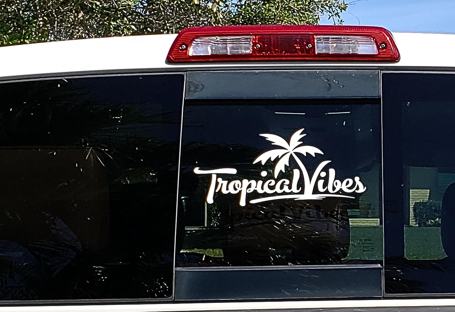 Tropical Vibes Calcomanía para ventana (blanco)