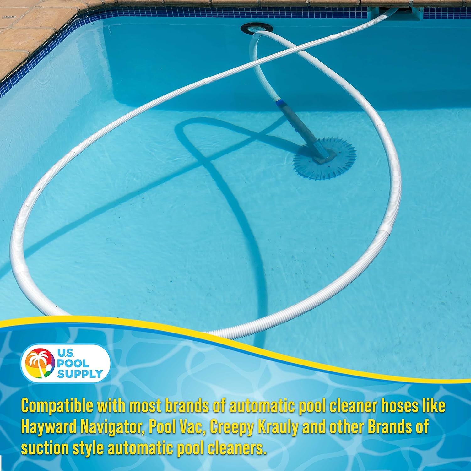 U.S. Pool Supply Manguera para aspiradora de piscina, juego de 8 piezas de manguera de piscina, secciones de conector en espiral flexible blanco de