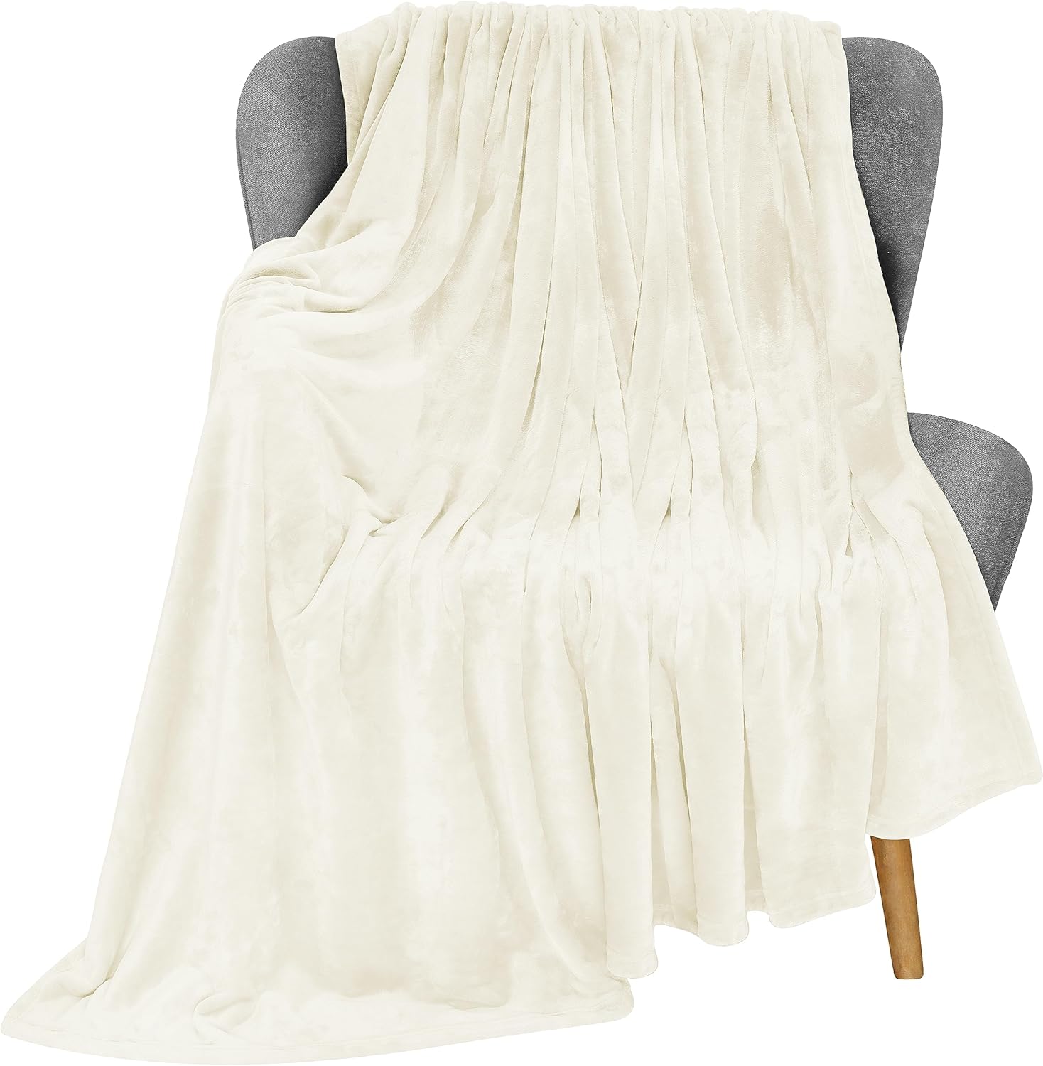 Utopia Bedding Manta de forro polar, color marfil, de 10.58 ozm, de lujo, mullida, suave, antiestática, de microfibra (60 x 50 pulgadas)