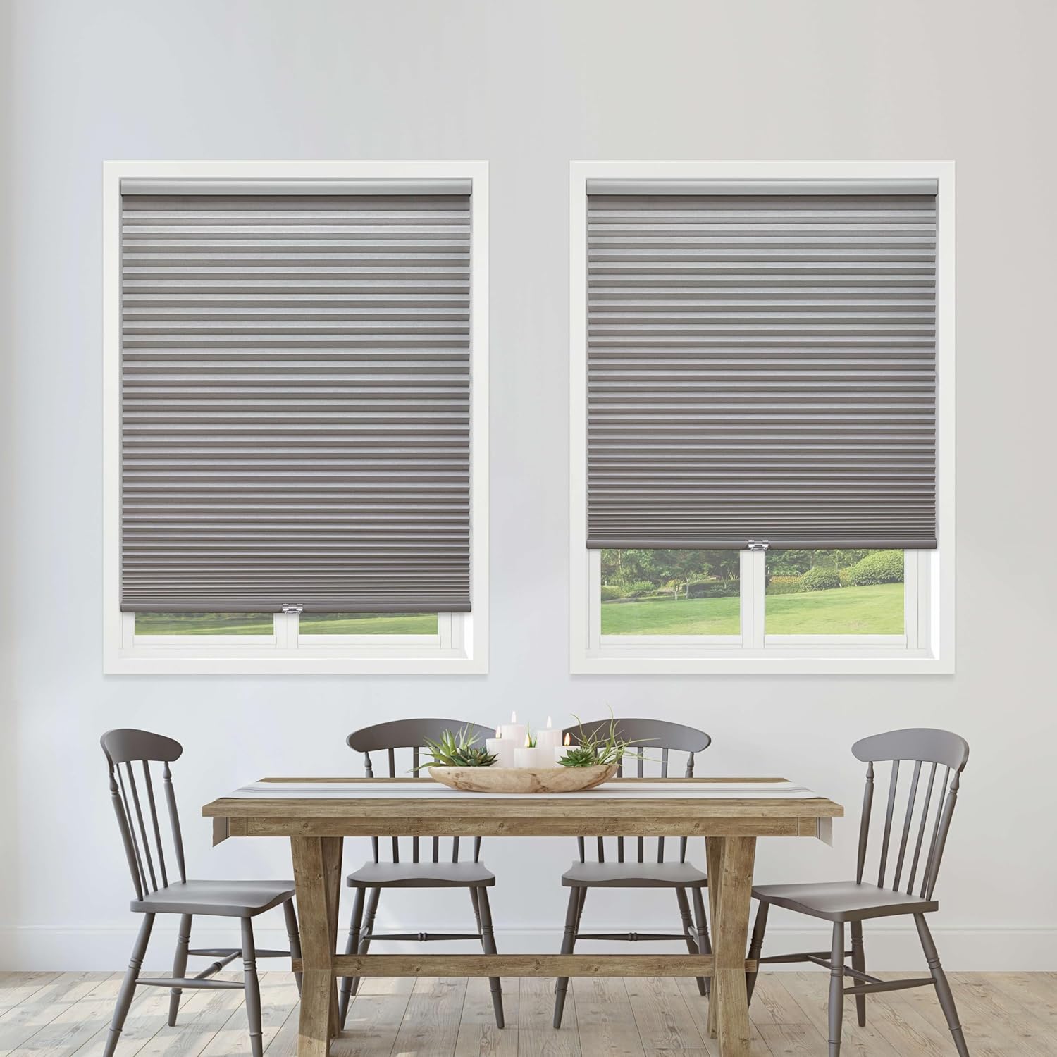 Linen Avenue Persiana celular opaca estándar inalámbrica de 39 34 de ancho x 66 de alto, concha marina