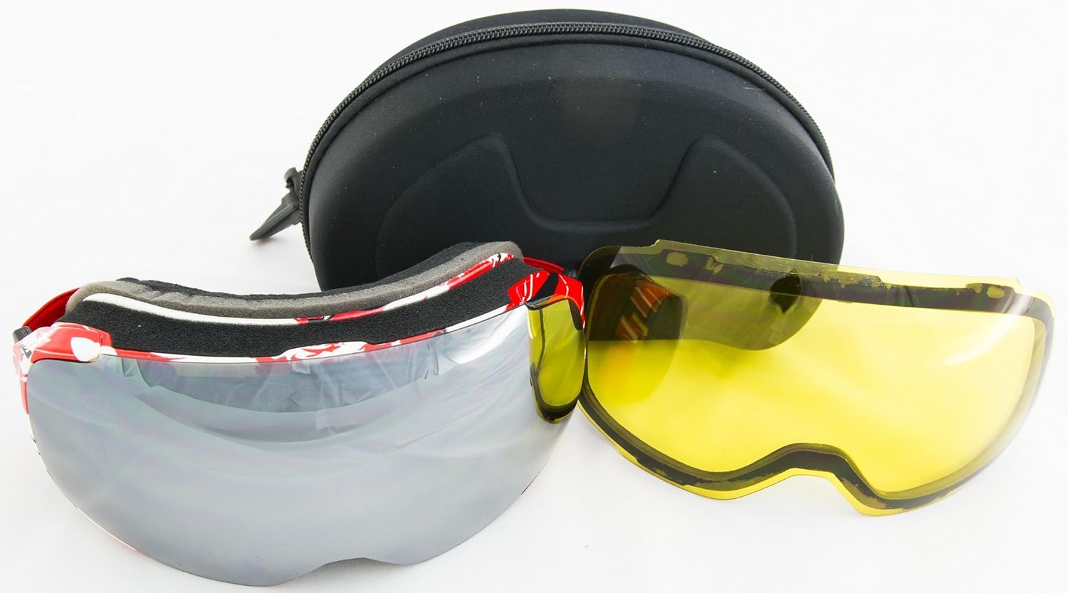 Gafas de esquí y snowboard con lente magnética antivaho (rojo negro con plata y amarillo)
