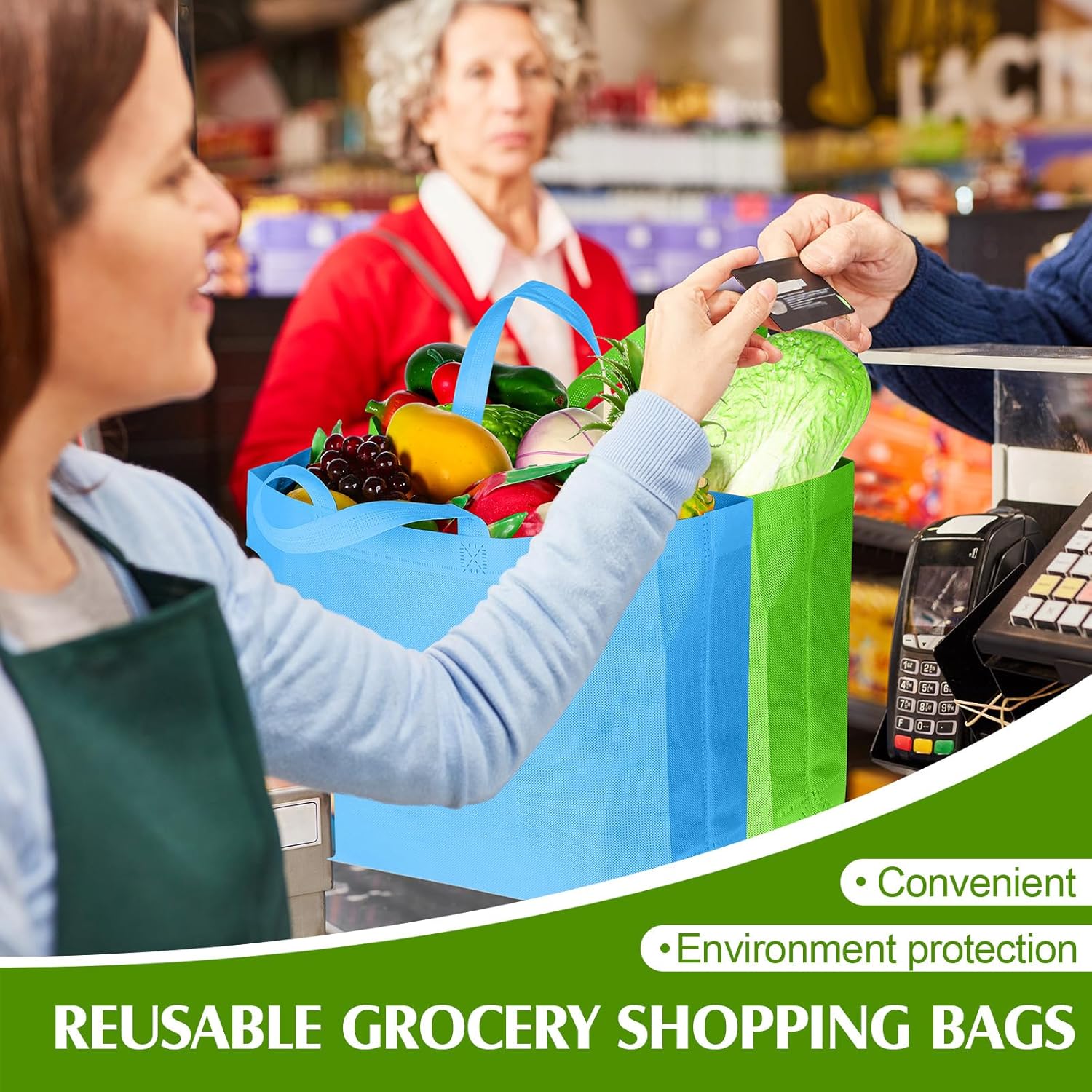 Silkfly 100 bolsas de compras a granel con asas plegables grandes reutilizables bolsas de compras de comestibles bolsas de regalo para fiestas, Rojo
