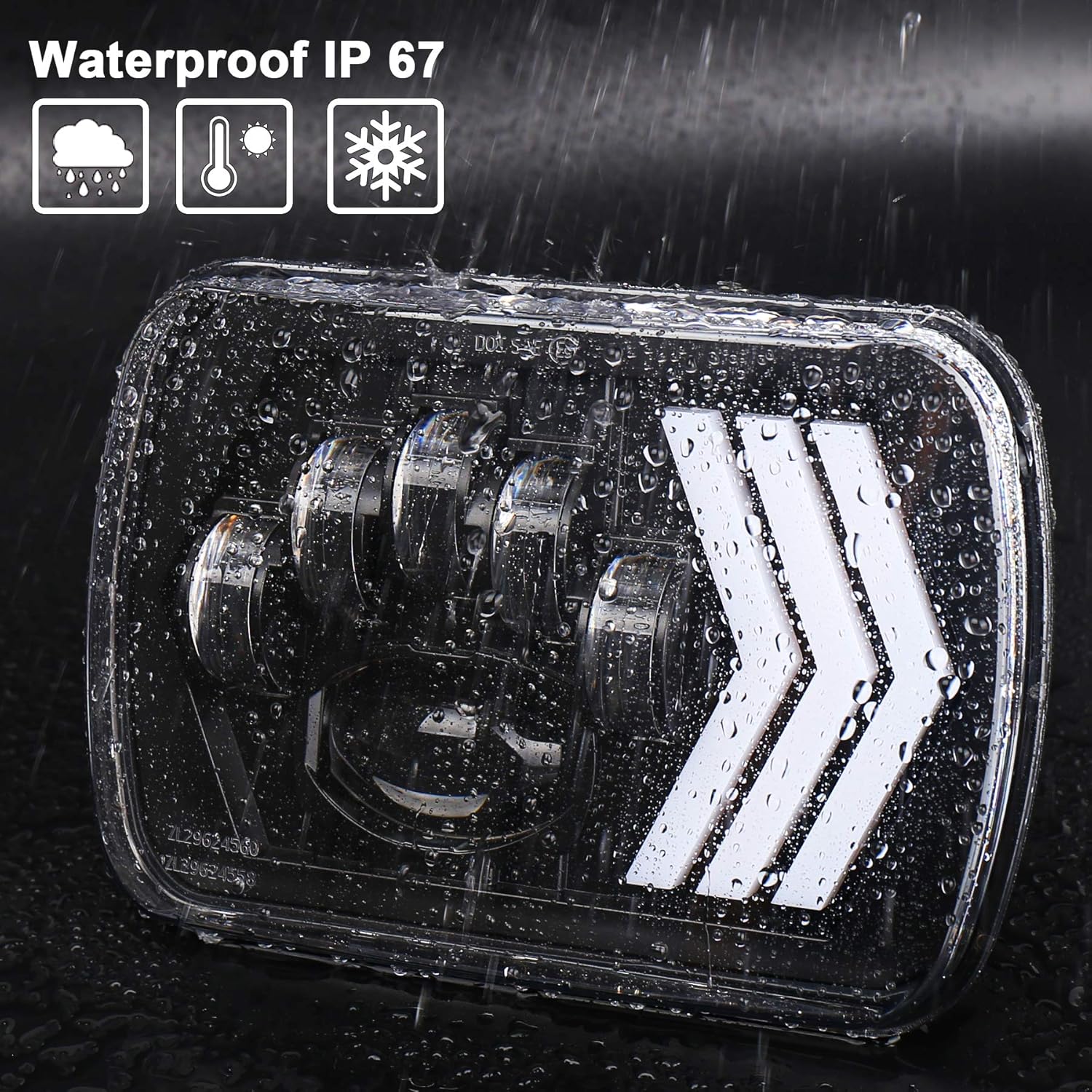 Faros delanteros LED 7×6 55W cuadrados 5×7 pulgadas con flecha blanca y ámbar DRL señal de giro secuencial dinámica para Wrangler YJ XJ Toyota GMC