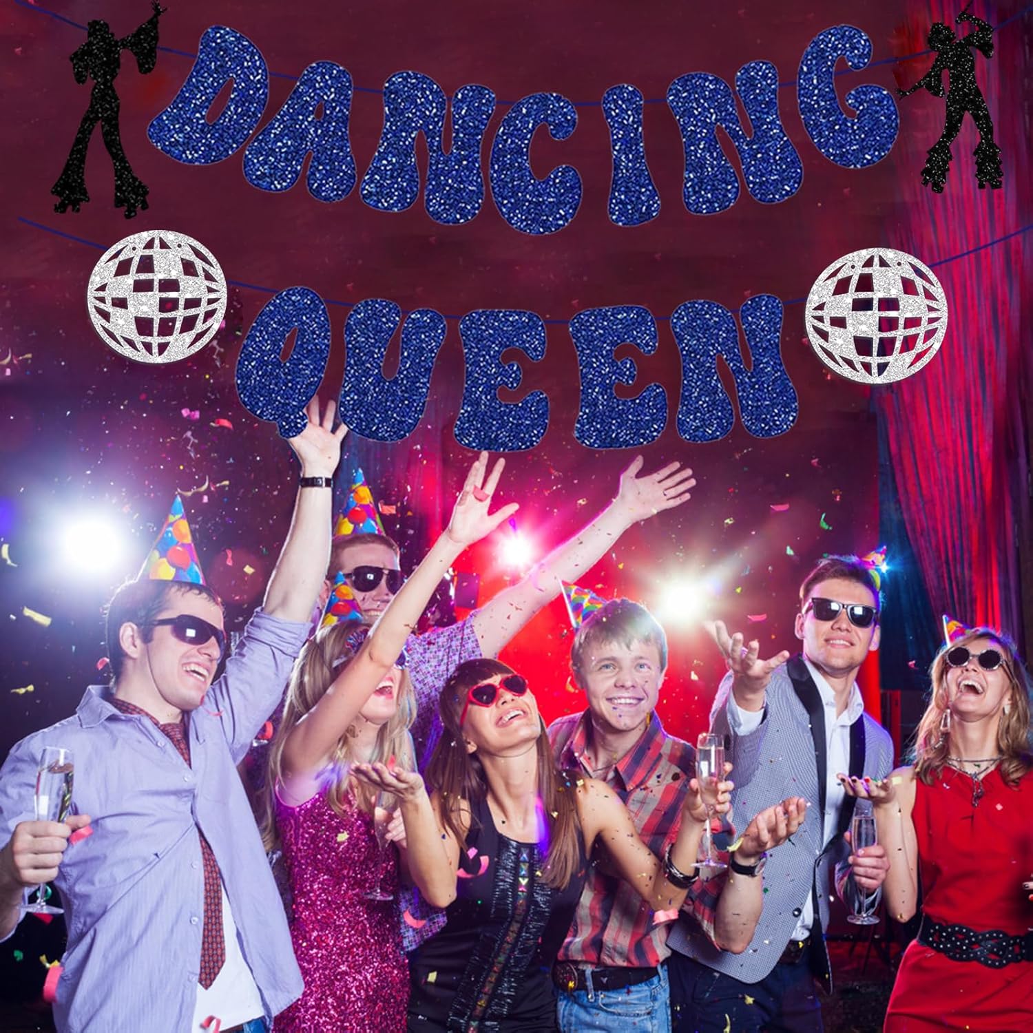 Konsait Decoraciones de fiesta de reina bailarina con purpurina, decoraciones de despedida de soltera de Mamma Mia para cumpleaños, despedida de