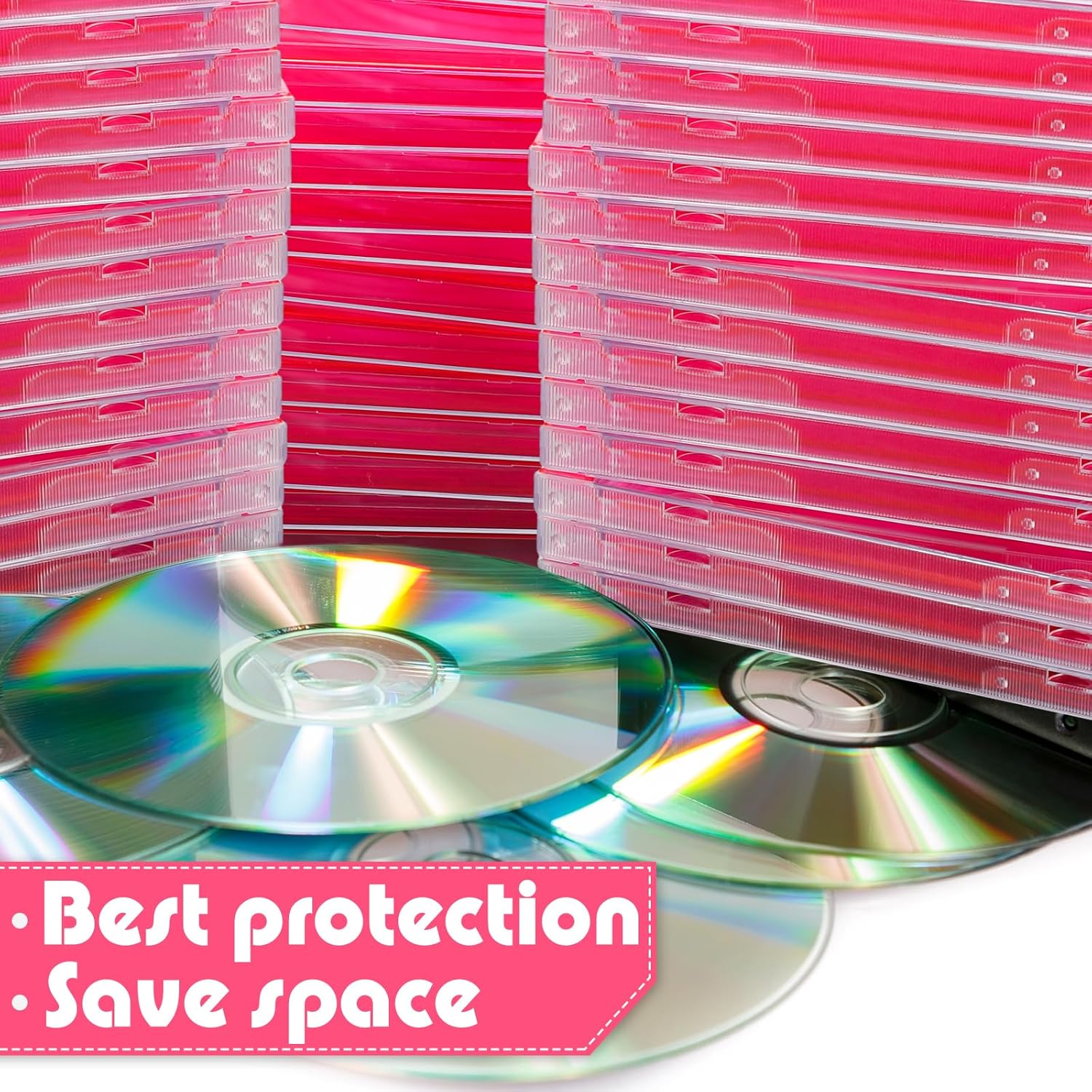 LEIFIDE 50 piezas de plástico CD Joya caso transparente de un solo disco DVD cubierta estándar CD DVD cubierta para protección reemplazo (0.409 in,