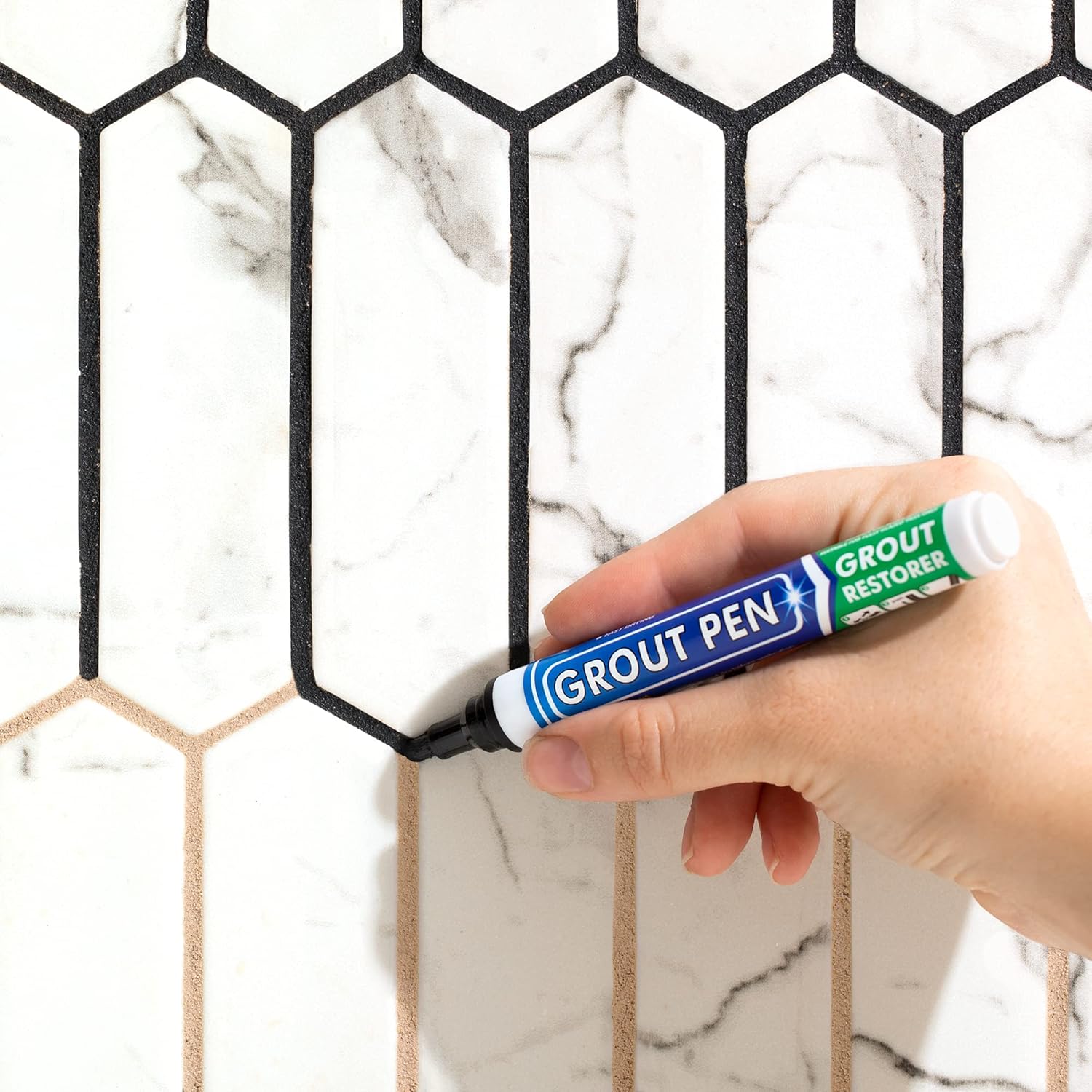 Rotulador de pintura para azulejos negro, paquete de 1 y 2 unidades con puntas adicionales (estrecha, 0.197in), colorante y sellador impermeable