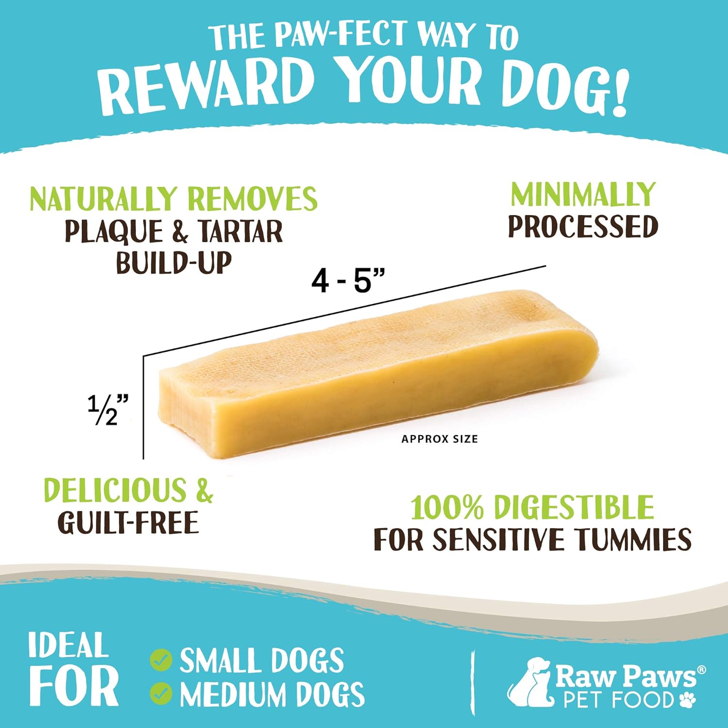 Raw Paws Himalayan Yak masticables para perros, masticables medianos (4 unidades) – Queso del Himalaya para perros medianos – Huesos de yak para