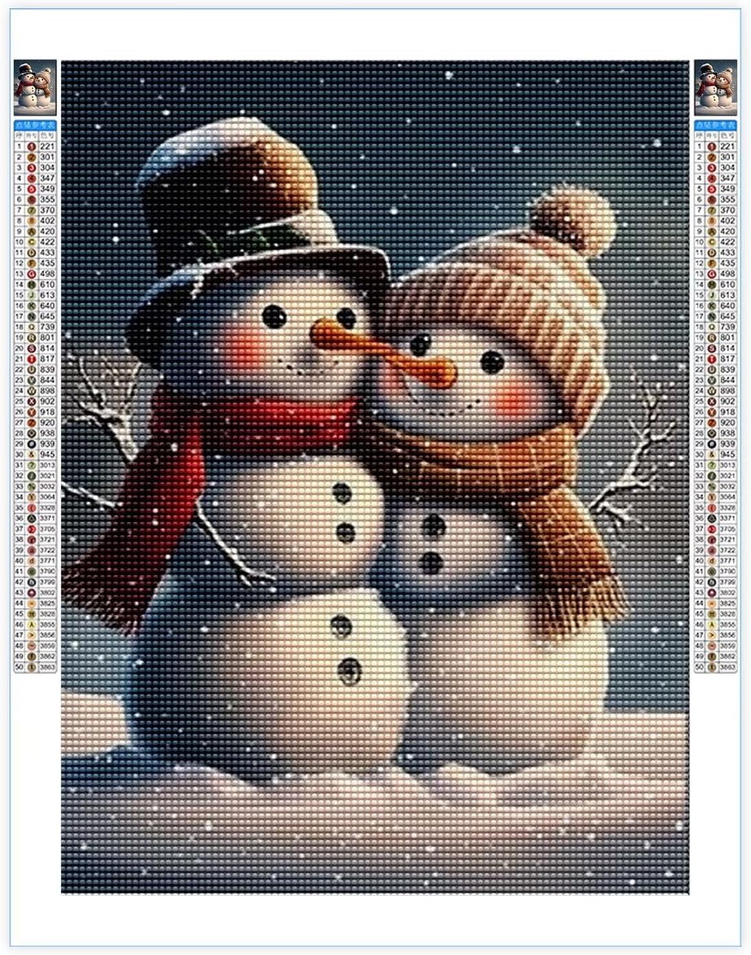 Kits de pintura de diamantes para adultos, bonito muñeco de nieve, 5D DIY Feliz Navidad, kit de taladro redondo completo de puntos de diamante con