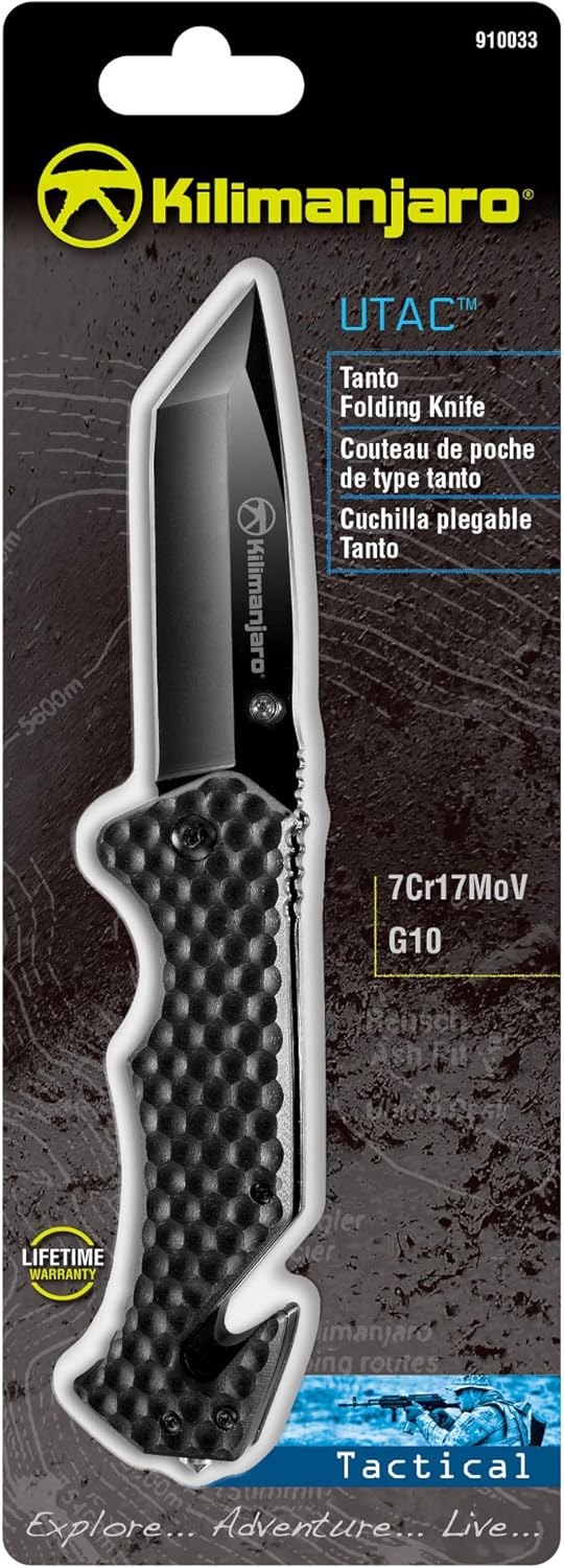 Kilimanjaro 910033 KJ910033 Hoja fija, cuchillo de caza, al aire libre, camping, cocina, talla única, acabado negro