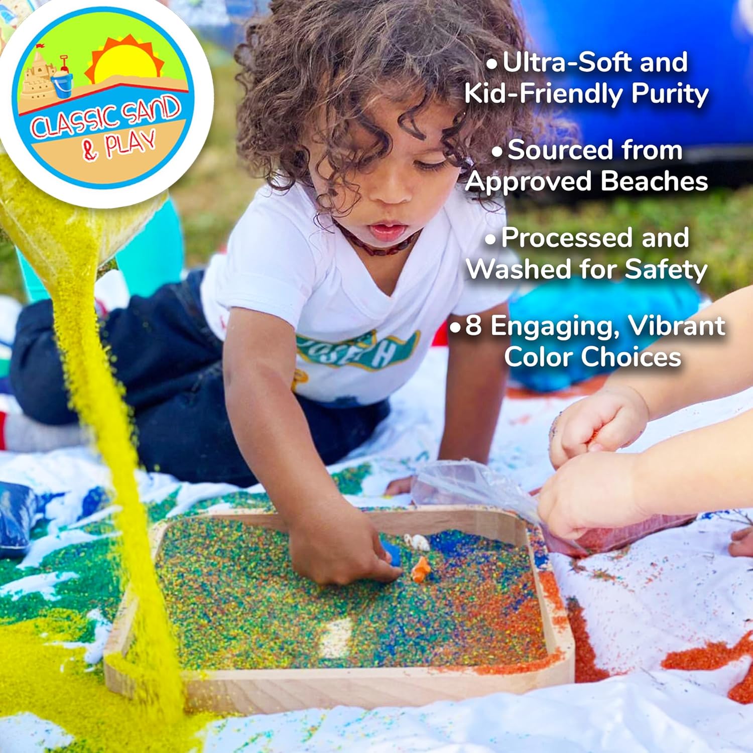 Arena clásica de juego de color arcoíris Sand and Play, bolsa de 20 libras, natural y no tóxica, divertida húmeda y seca en interiores y exteriores,