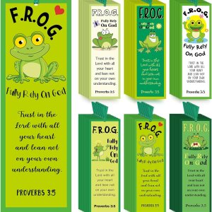 60 marcapáginas con texto en inglés “Rely On God Frog” F. R. O. G. Cristiano con versículos bíblicos, regalo para niños, marcadores inspiradores 60 marcapáginas con texto en inglés “Rely On God Frog” F. R. O. G. Cristiano con versículos bíblicos, regalo para niños, marcadores inspiradores