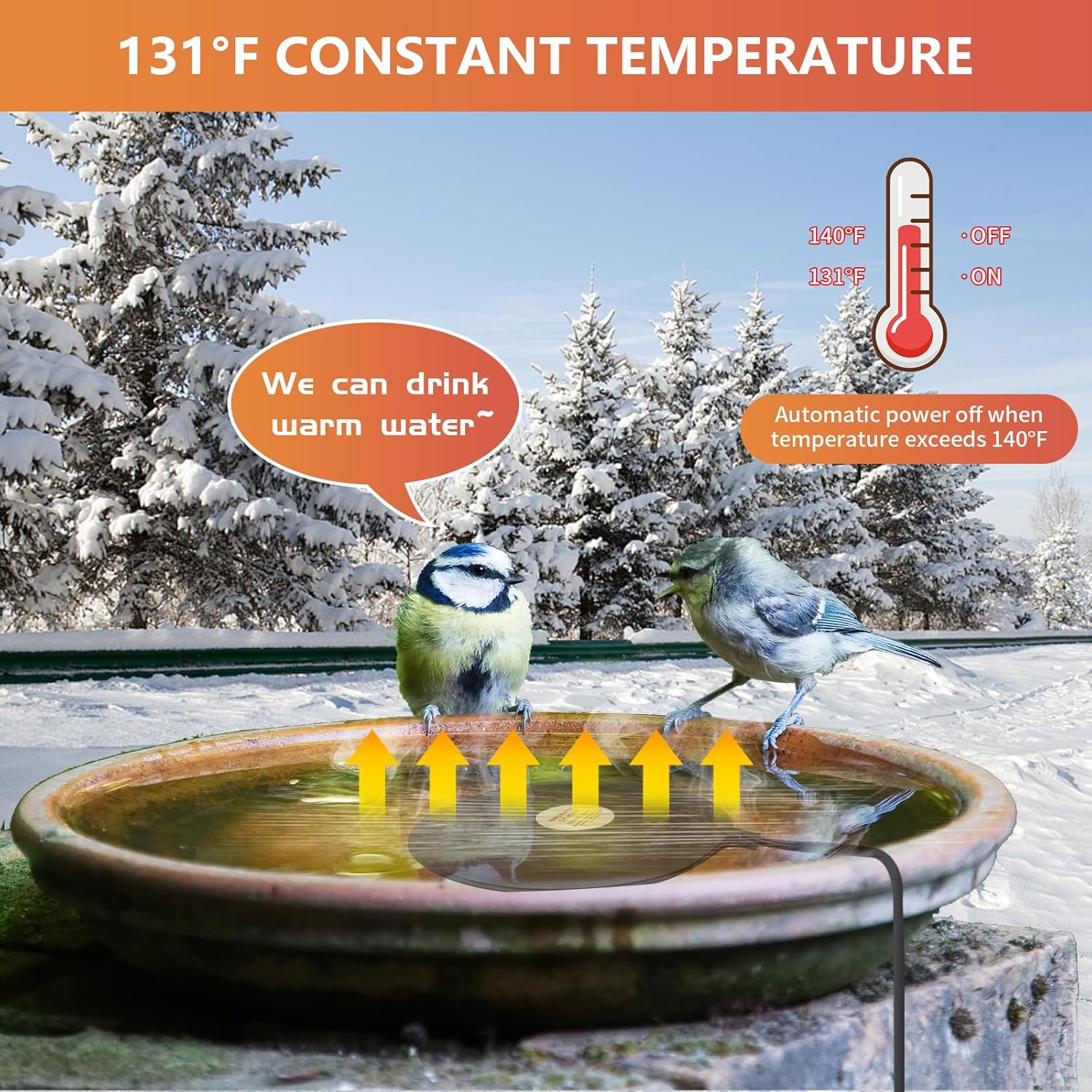 Descongelador de baño para pájaros, 60 W, controlados termostáticamente, calentadores de baño para pájaros, descongelador, para invierno, al aire