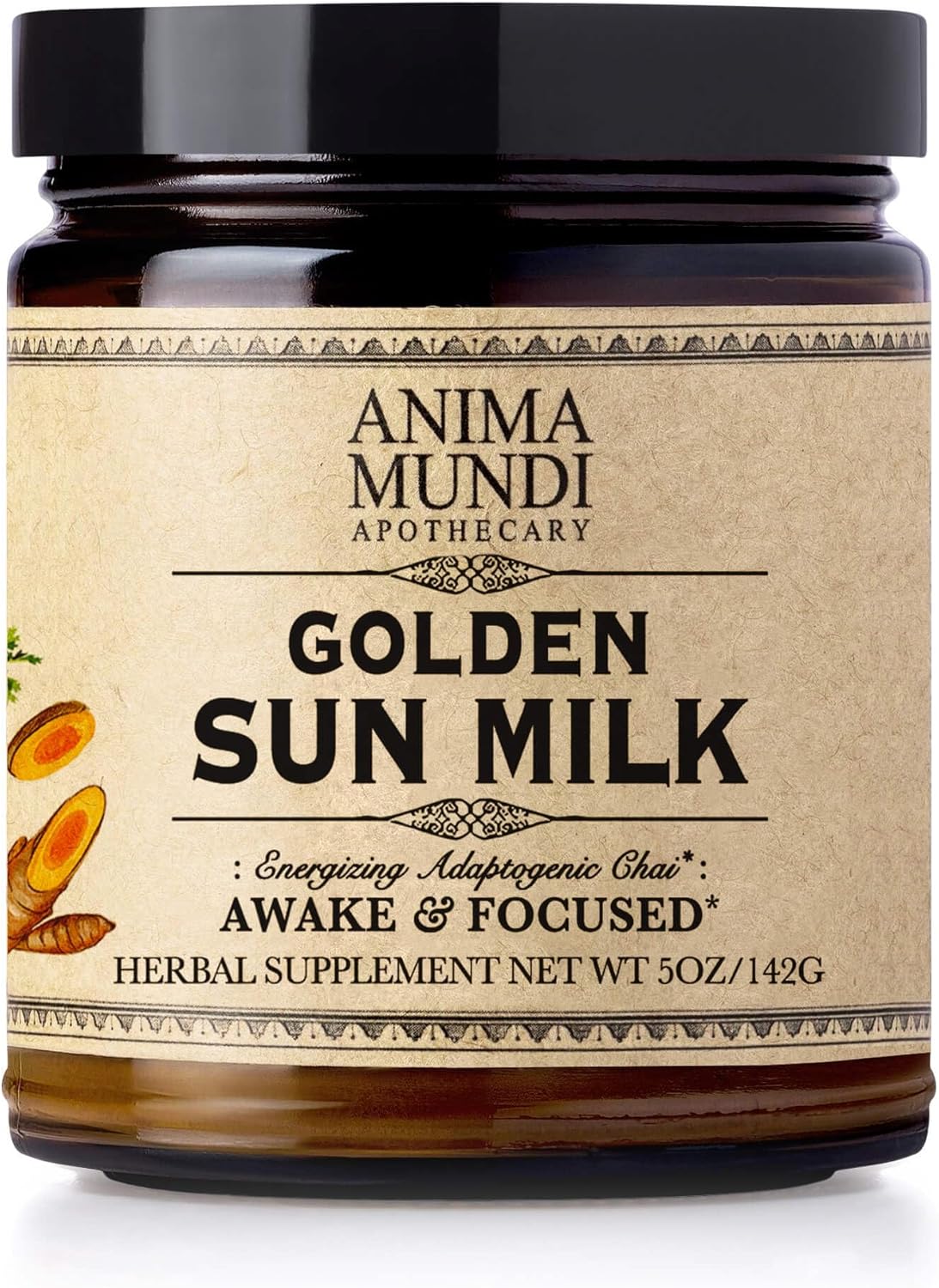 Anima Mundi Apothecary Golden Sun Milk – Polvo a base de plantas con especias orgánicas, cúrcuma, cordyceps, mucuna y vainilla, polvo de bebida sin