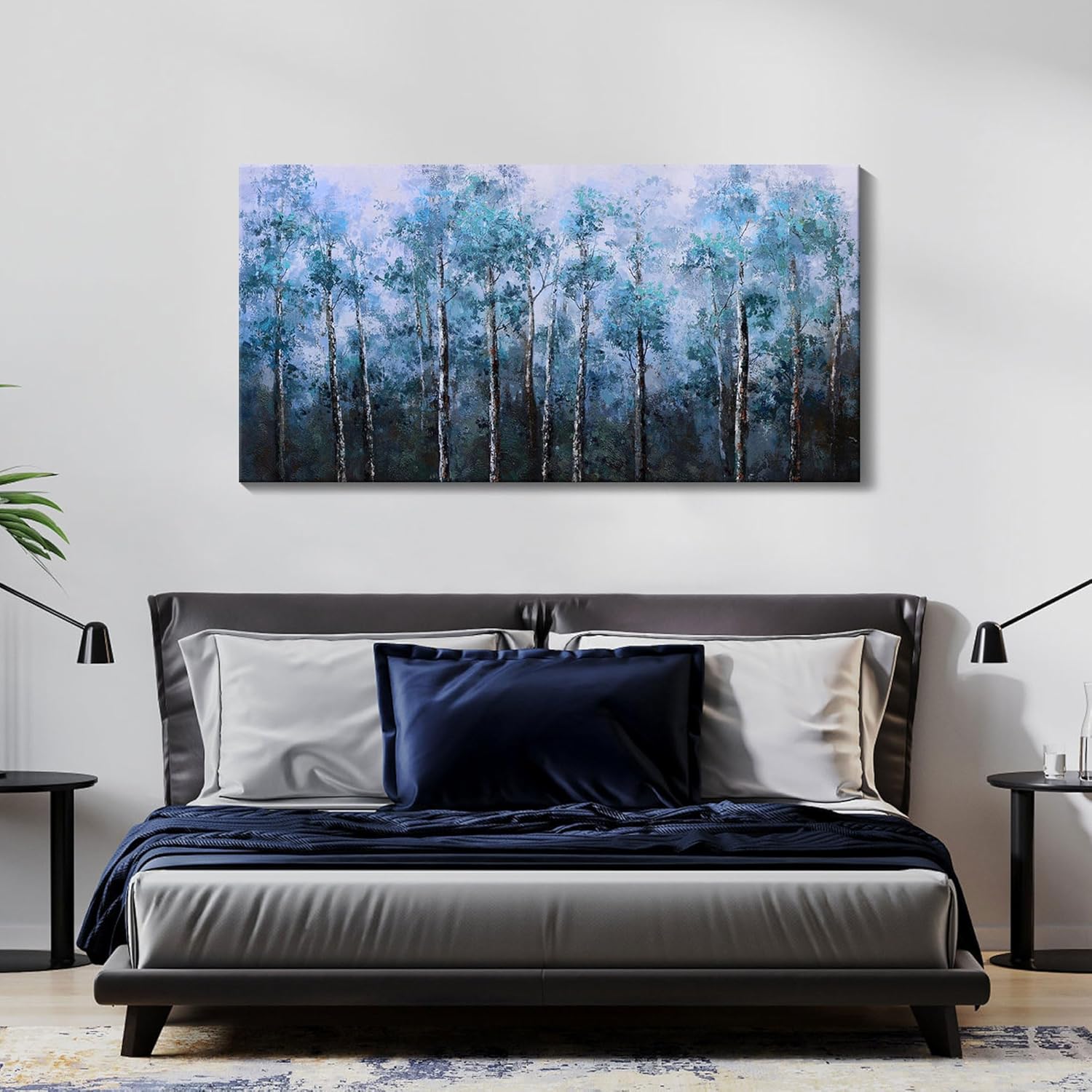 Lienzo decorativo para pared, paisaje natural grande, bosque de abedul, arte de pared para sala de estar, dormitorio, decoración de pared sobre la