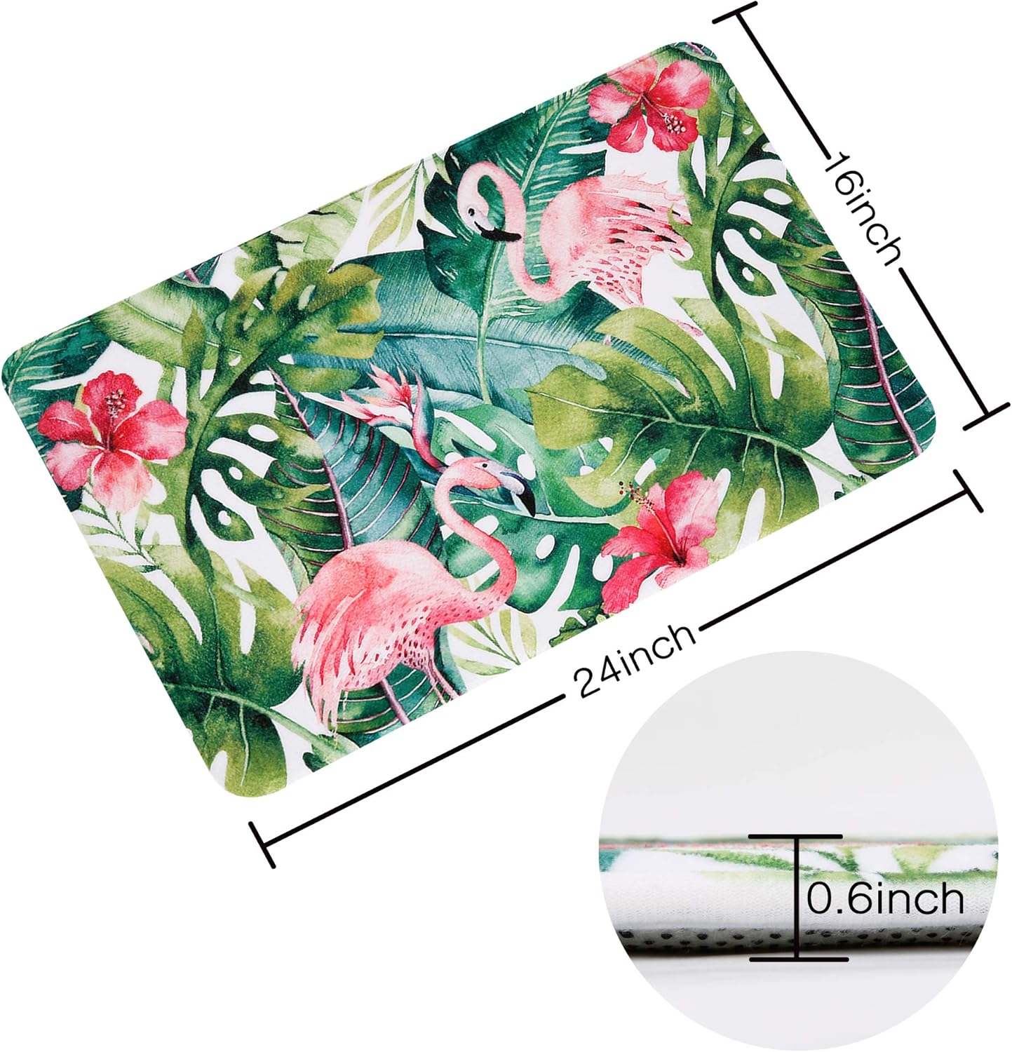 LIVILAN Alfombra de baño verde, alfombra de baño de hojas, alfombra de baño tropical, alfombra de baño tropical, alfombra de baño de flamenco, 16 x
