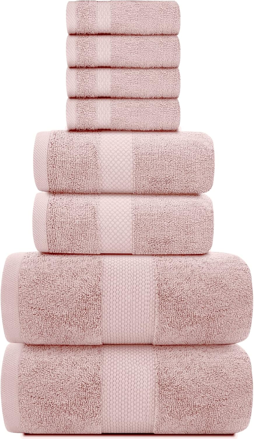 Juego de 8 toallas de baño de lujo, color blanco, 700gsm de grosor, algodón peinado, calidad de hotel, 2 toallas de baño, 2 toallas de mano, 4
