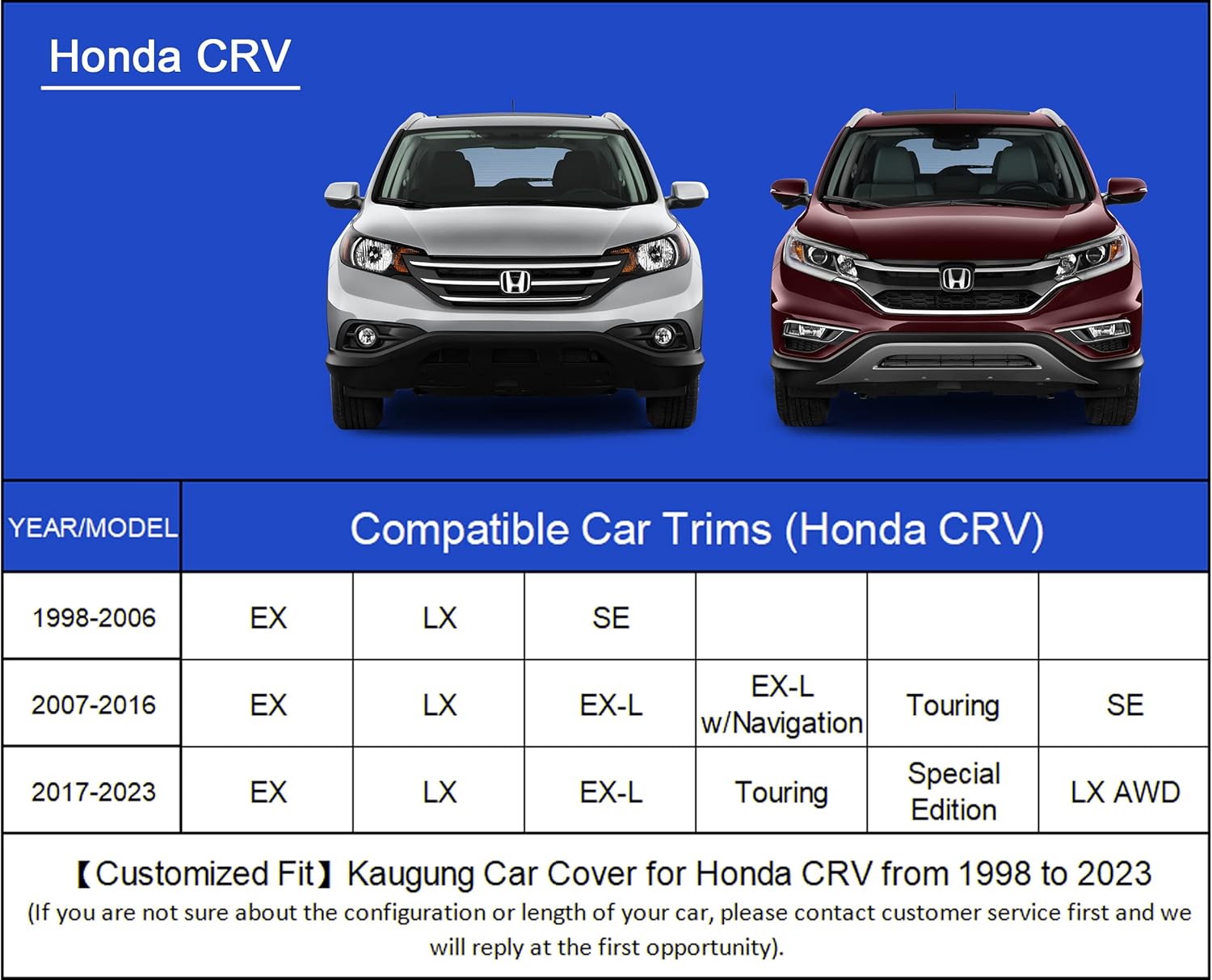 Funda impermeable para automóvil, ajuste personalizado, para Honda CRV (1995-2024), cubierta exterior completa para automóviles, ligera, resistente