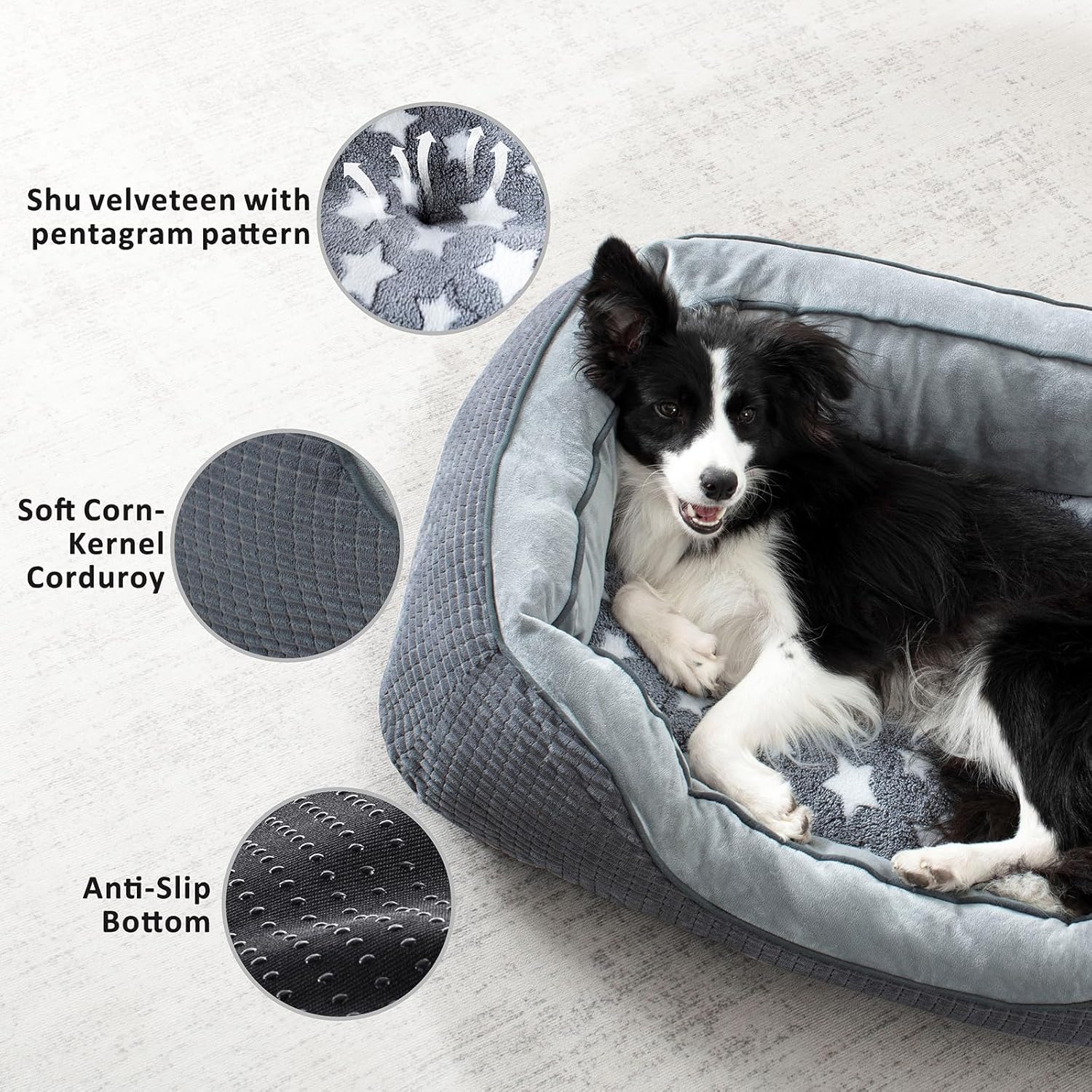 SIWA MARY Camas para perros pequeños y gatos, sofá cama lavable para perros con lados anchos, diseño de patrón de pentagrama, cama duradera para