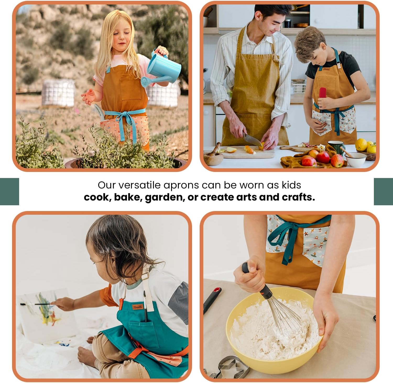 Kids Apron  Ocean Inspired Custom Kids Aprons for Cooking  Durable Cotton Apron for Kids wStraps  Kids Painting Aprons