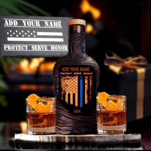 Personalized Police Whiskey Decanter Set for Men, Dad, Officer, Captain, Sergeant – Includes Custom Decanter, Glasses, Serving Board, Gift Box – Personalized Police Whiskey Decanter Set for Men, Dad, Officer, Captain, Sergeant – Includes Custom Decanter, Glasses, Serving Board, Gift Box –