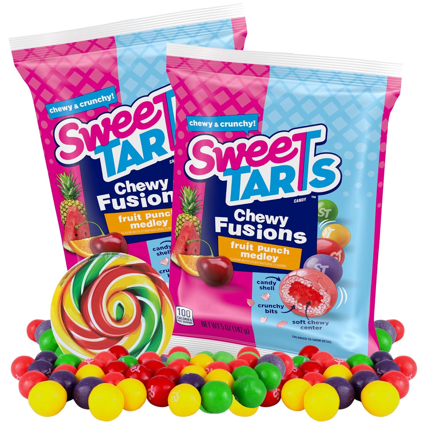 Dulce caramelo de fusión masticable, crujiente exterior y suave por dentro, 5 onzas, (paquete de 2)