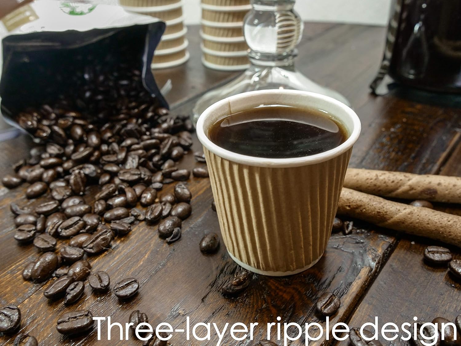 Taza de café caliente de papel ondulado de 4 onzas para expreso, nespresso, lavazza, taza de muestreo 50 unidades