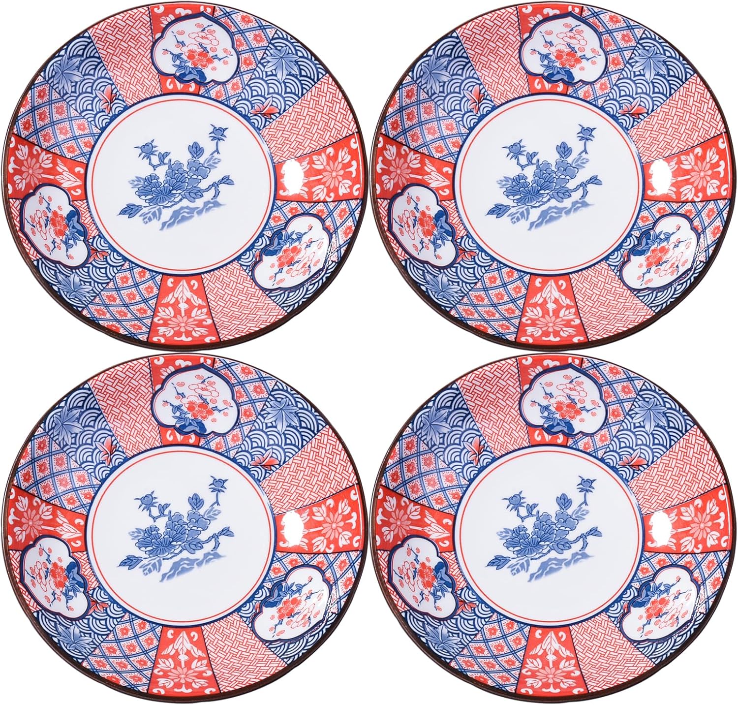 Plato de cerámica de estilo vintage japonés, plato de desayuno casero de 7 pulgadas, plato de cena utilizado para aperitivos, tortillas, panes