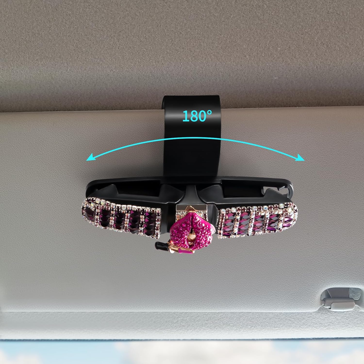 Paquete de 2 soportes para lentes de sol para parasol de automóvil con soporte de clip de boleto de doble extremo, accesorios para lentes de sol