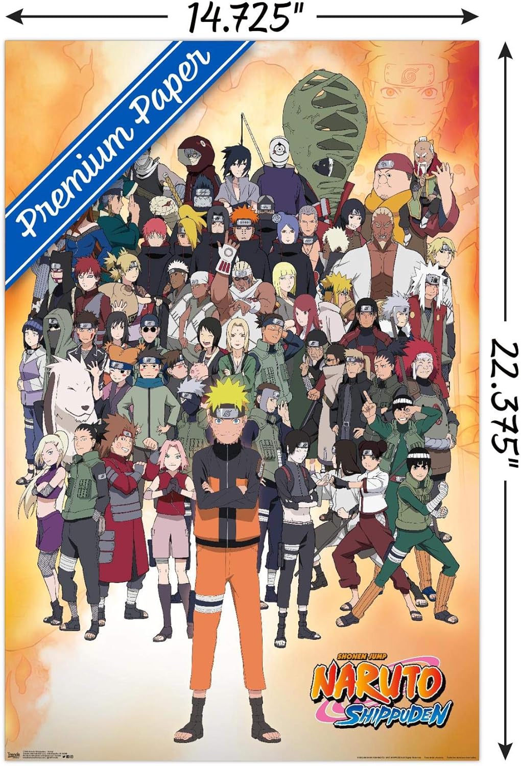 Trends International Naruto Shippuden – Póster de pared de grupo, 14.725 x 22.375 pulgadas, versión premium sin marco