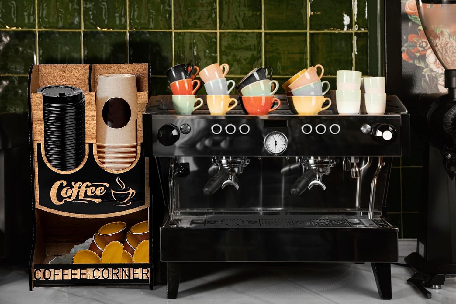 2B1G UNLIMITED Organizador de almacenamiento de café y tazas y accesorios para cápsulas de café, cesta de almacenamiento, organizador de accesorios
