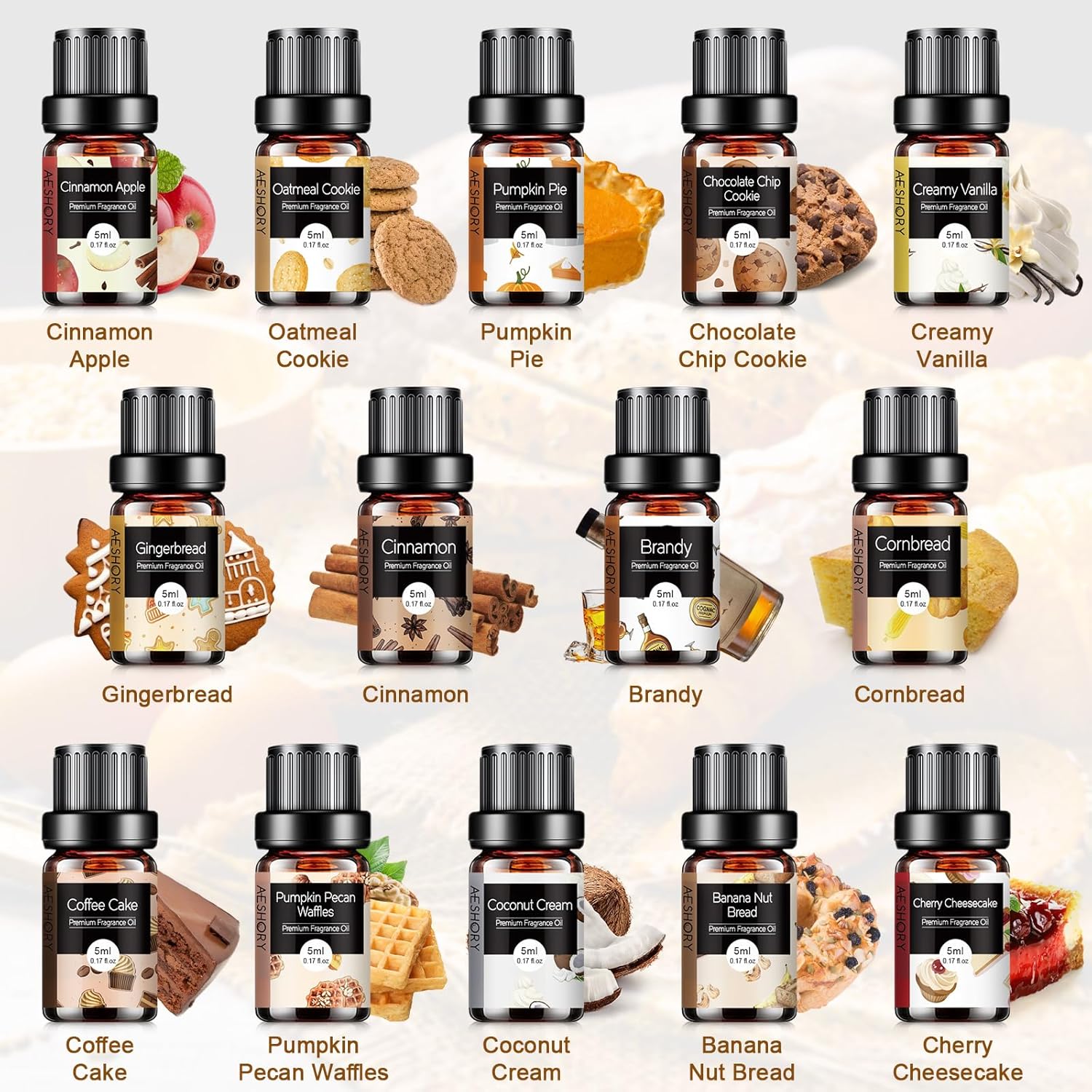 Juego de aceites esenciales de panadería, aceite aromático para difusores, fabricación de velas, pastel de calabaza, pastel de café, galleta de