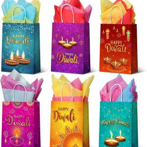 Cholemy 18 bolsas de papel Diwali Happy Diwali con asas, bolsas de regalo de fiesta Diwali, bolsas de regalo de papel de seda, bolsas de dulces Cholemy 18 bolsas de papel Diwali Happy Diwali con asas, bolsas de regalo de fiesta Diwali, bolsas de regalo de papel de seda, bolsas de dulces