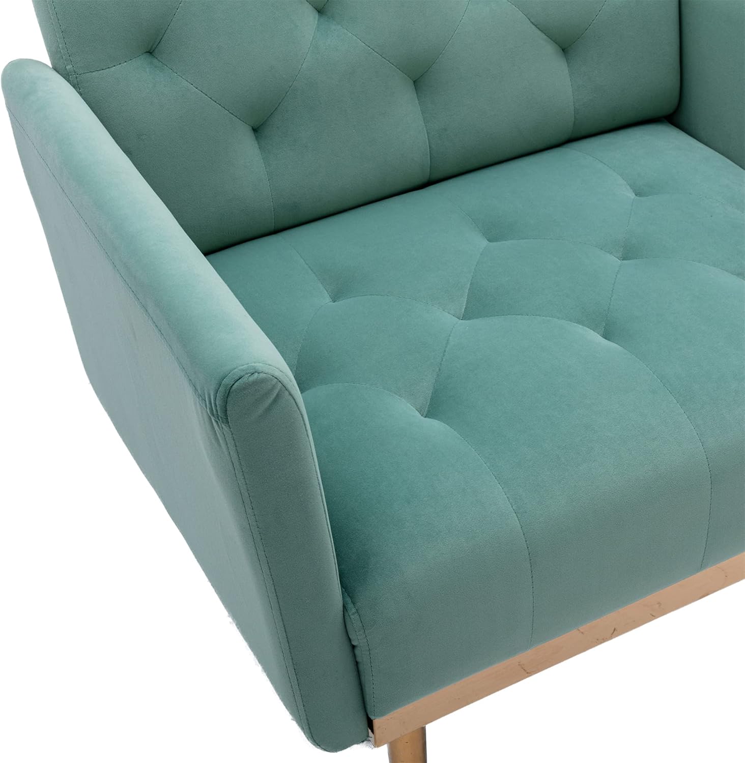SZLIZCCC Silla decorativa cuadrada de terciopelo, silla de sofá individual con patas de metal dorado, silla de sala de estar, silla de dormitorio,