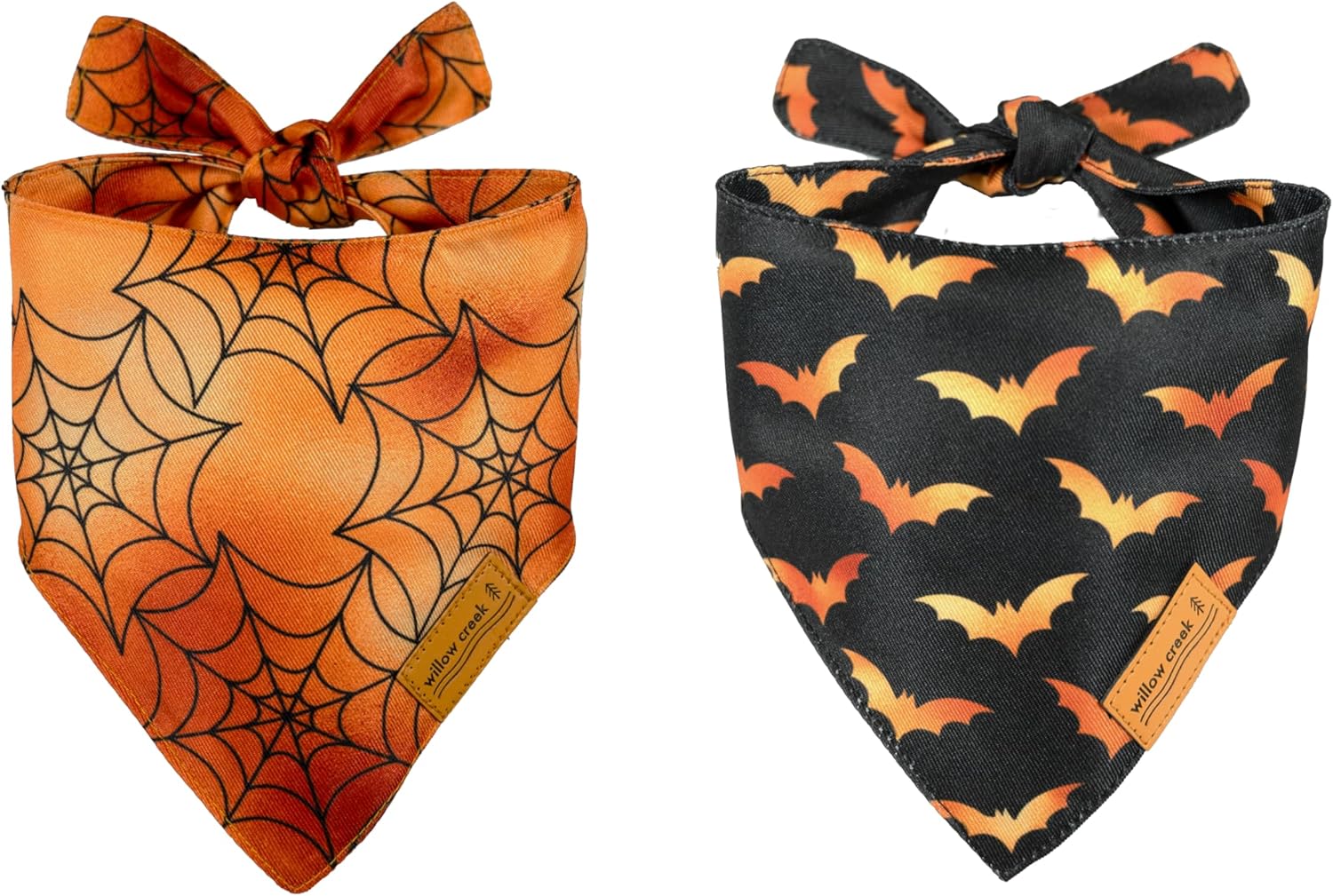 Willow Creek Pet Apparel Pañuelo bandana para perro o cachorro  Halloween paquete de 2  Tela duradera de doble capa  Lindo y moderno  Todas las
