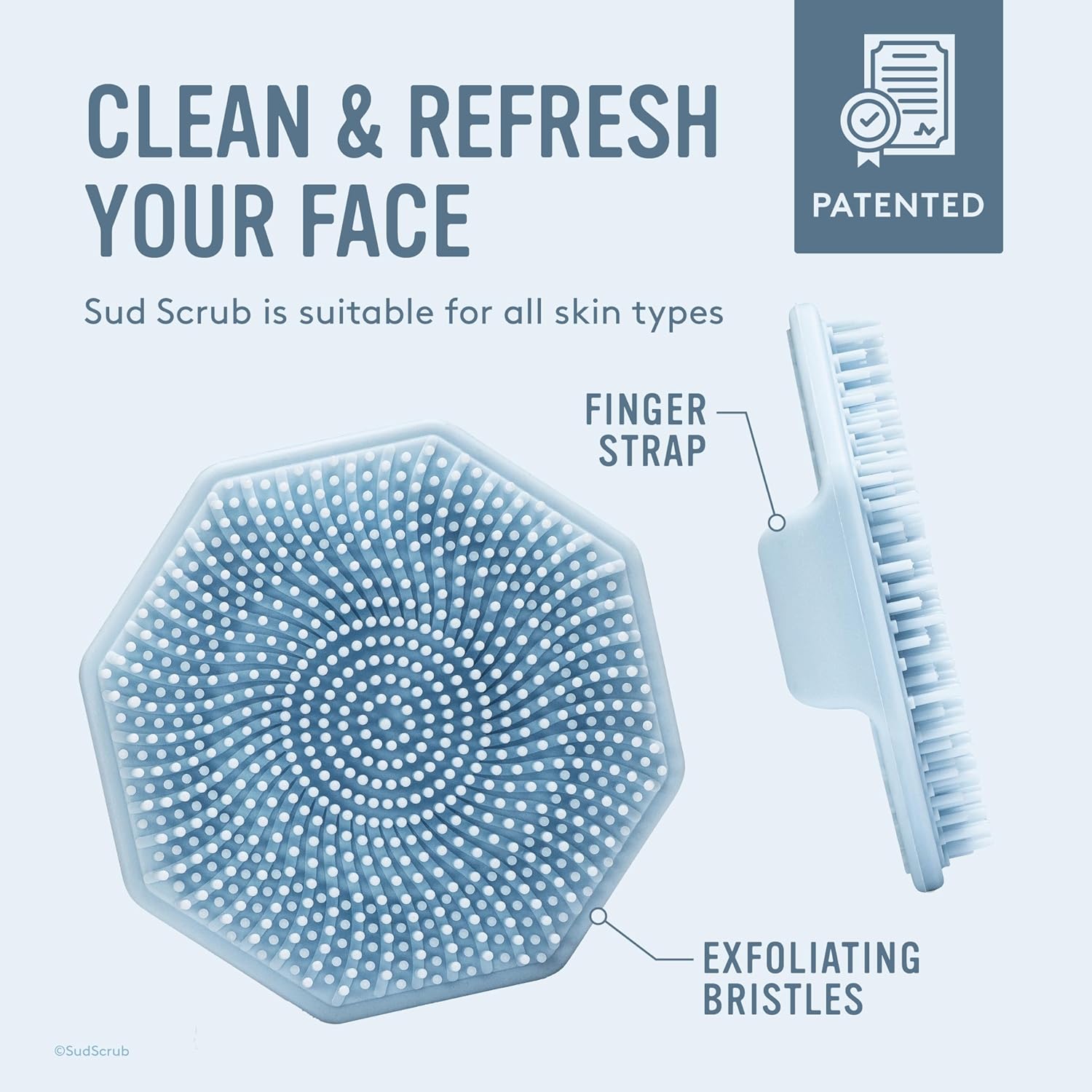 Sud Scrub Exfoliante facial de silicona antimicrobiana, 1 paquete, exfoliante facial suave para pieles sensibles, cepillo de limpieza facial