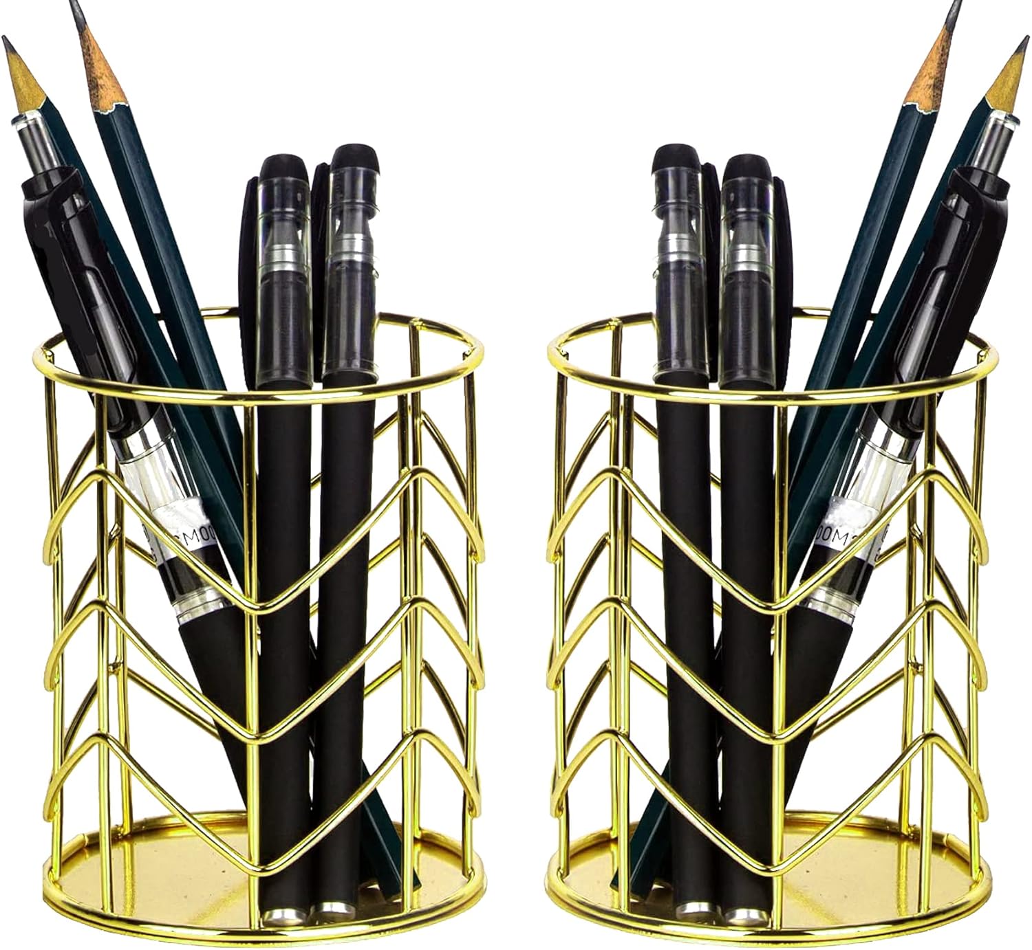 Soporte para lápices de malla metálica de alambre dorado para brochas de maquillaje, organizador de bolígrafos, accesorios para escritorio, oficina,