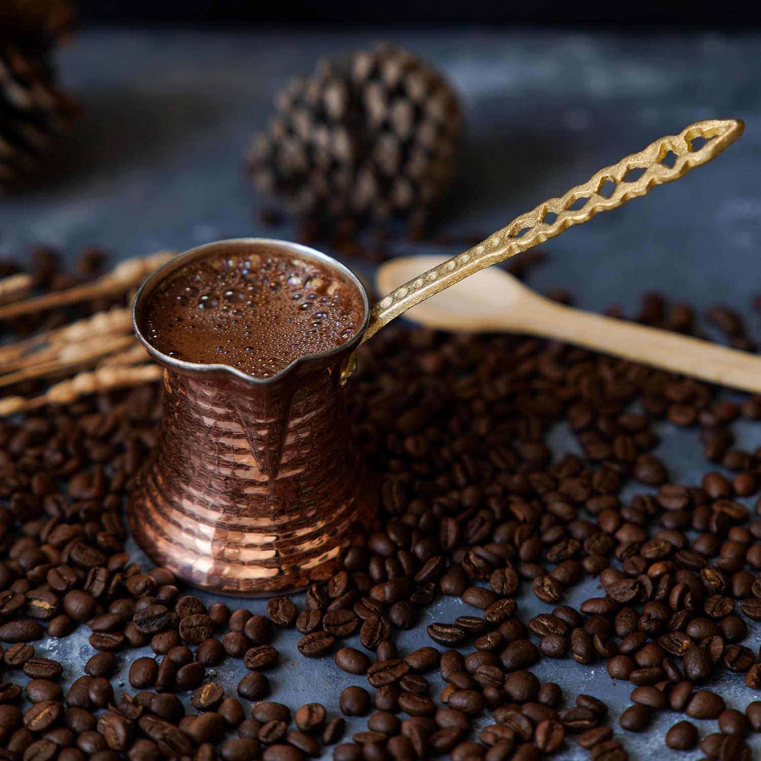 SANTA MARLA Cafetera árabe, cafetera turca, hecha a mano, Cezve para 1-2 personas (pequeña)