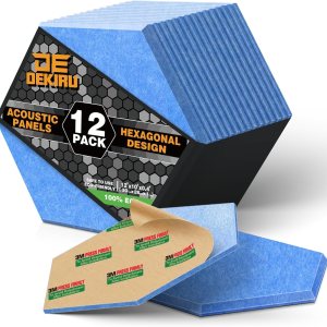 DEKIRU Paquete de 12 paneles acústicos, paneles de espuma a prueba de sonido, hexagonales, autoadhesivos, de 12 x 10 x 0.4 pulgadas, resistentes al DEKIRU Paquete de 12 paneles acústicos, paneles de espuma a prueba de sonido, hexagonales, autoadhesivos, de 12 x 10 x 0.4 pulgadas, resistentes al