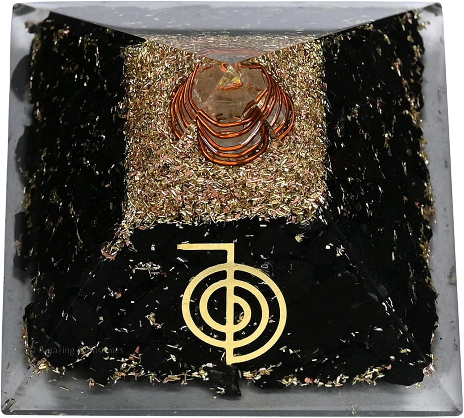 Pirámide de orgón grande  Cristal de pirámide de shungita  Pirámide de orgonita Cho Ku Reiki  Pirámides de órgano Curación de energía positiva