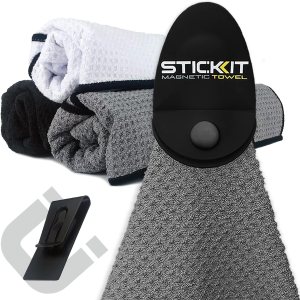 STICKIT Toalla deportiva magnética, color gris, toalla de microfibra de primer nivel con bolsillos profundos de gofre, imán potente para una STICKIT Toalla deportiva magnética, color gris, toalla de microfibra de primer nivel con bolsillos profundos de gofre, imán potente para una