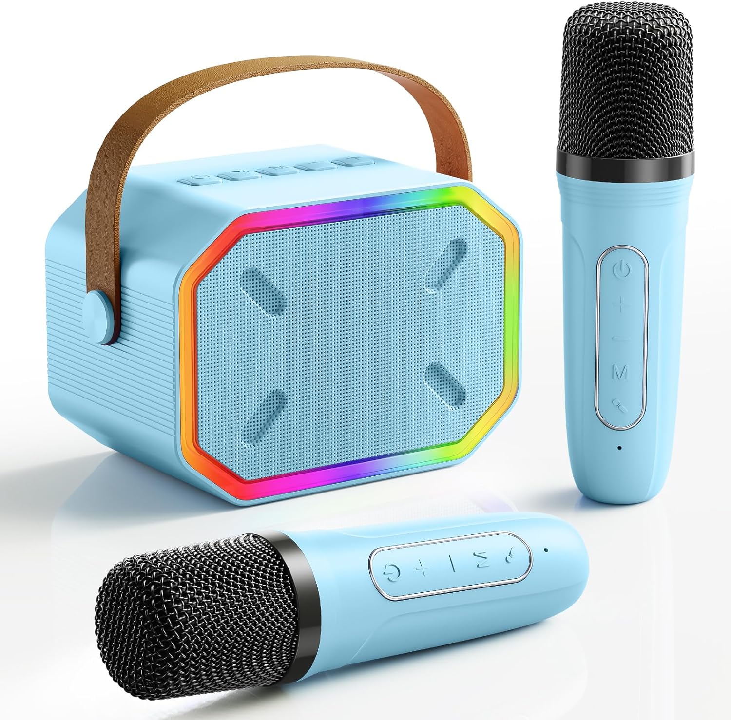 Máquina de karaoke para niños Micrófono canto Mini micrófono de karaoke portátil Bluetooth para niños y niñas pequeños adultos azul