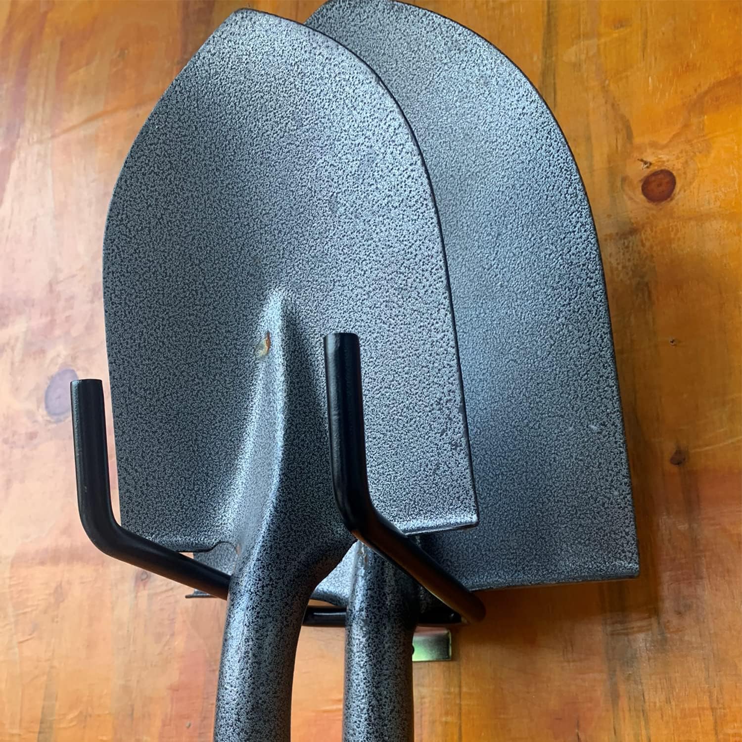 E-Track – Paquete de 2 ganchos para pala resistentes para almacenar herramientas de mango largo, gancho en J doble para herramientas de acero