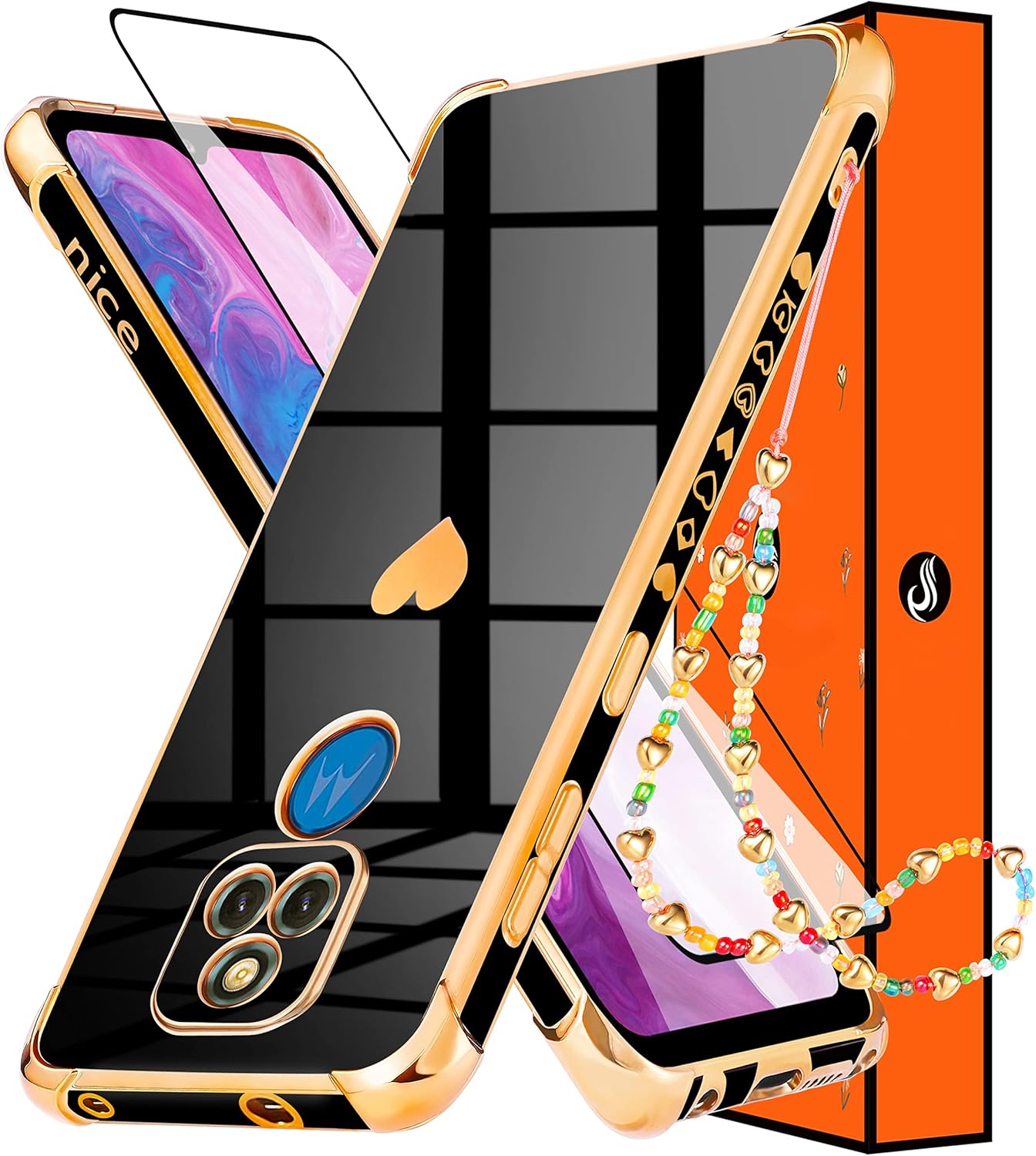 Shorogyt Funda de corazón para Motorola Moto G Play 2021 de 6.5 pulgadas para mujer, bonito diseño estético de corazones de amor, diseño femenino,