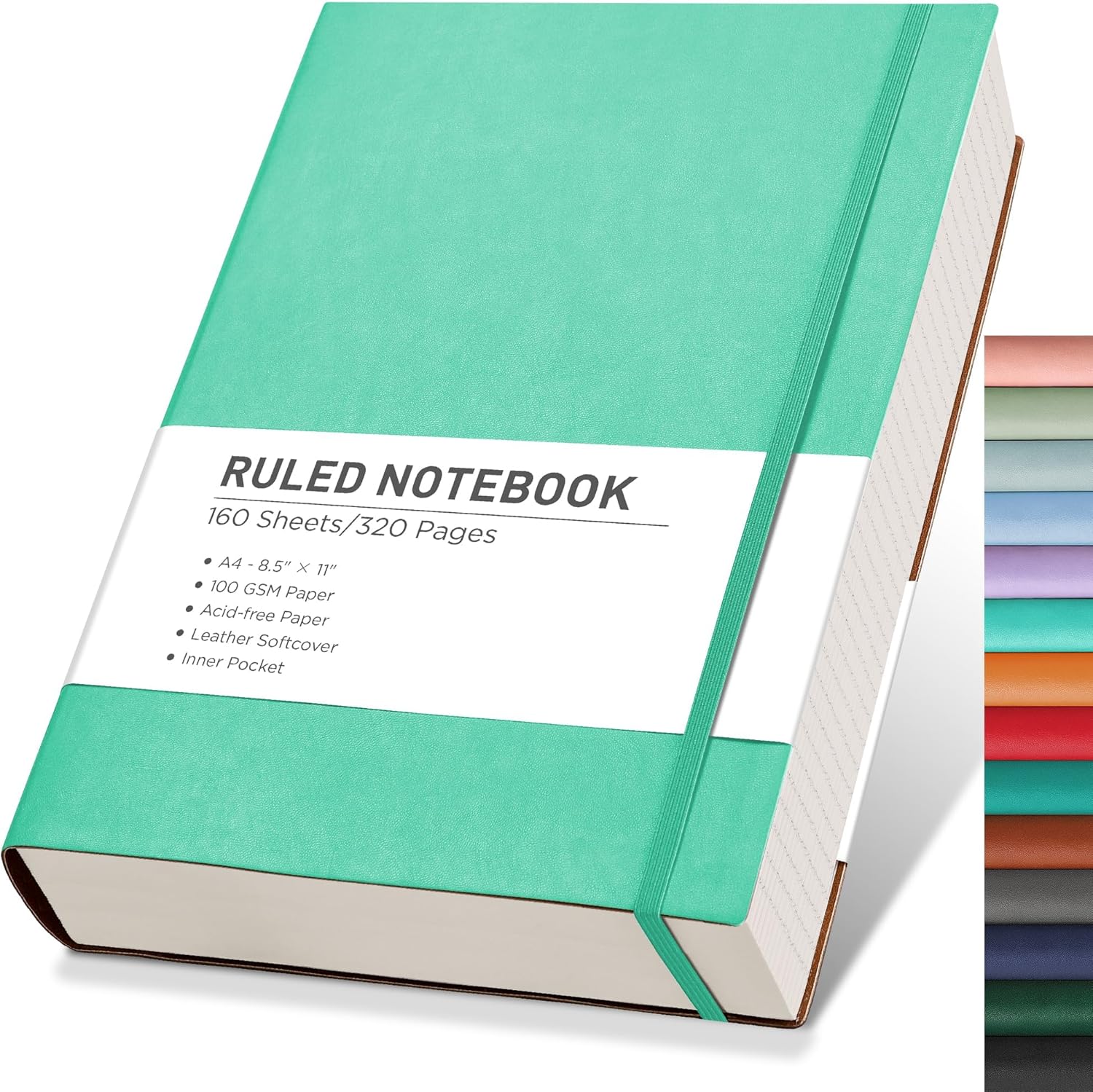 RETTACY Cuaderno A4 con rayas universitarias con 320 páginas, diario grande de tapa blanda para hombres y mujeres con papel forrado de 3.53 ozm,