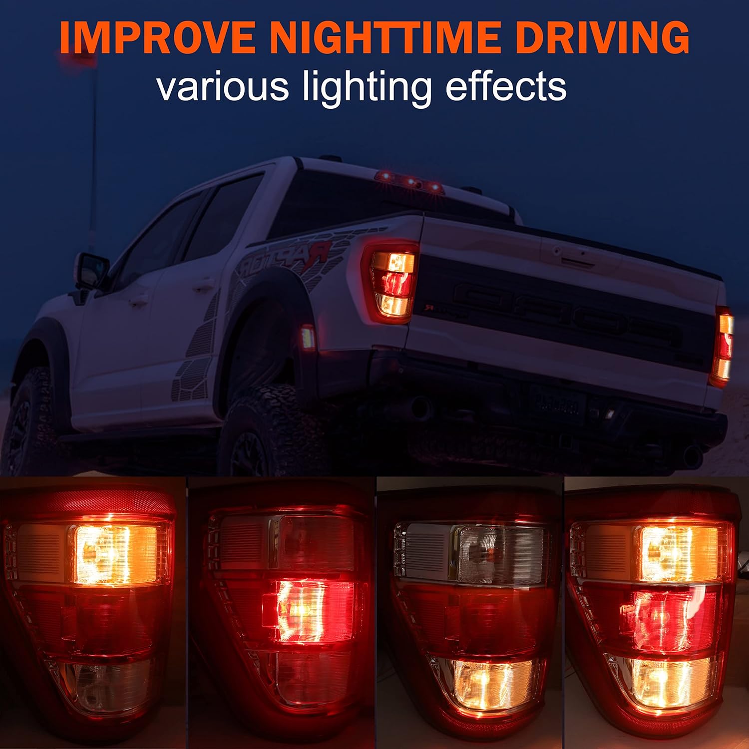 SENSHINE Conjunto de luz trasera para Ford F150 F-150, accesorios 2021 2022 2023, repuesto de lámpara trasera de freno estilo OE luces traseras