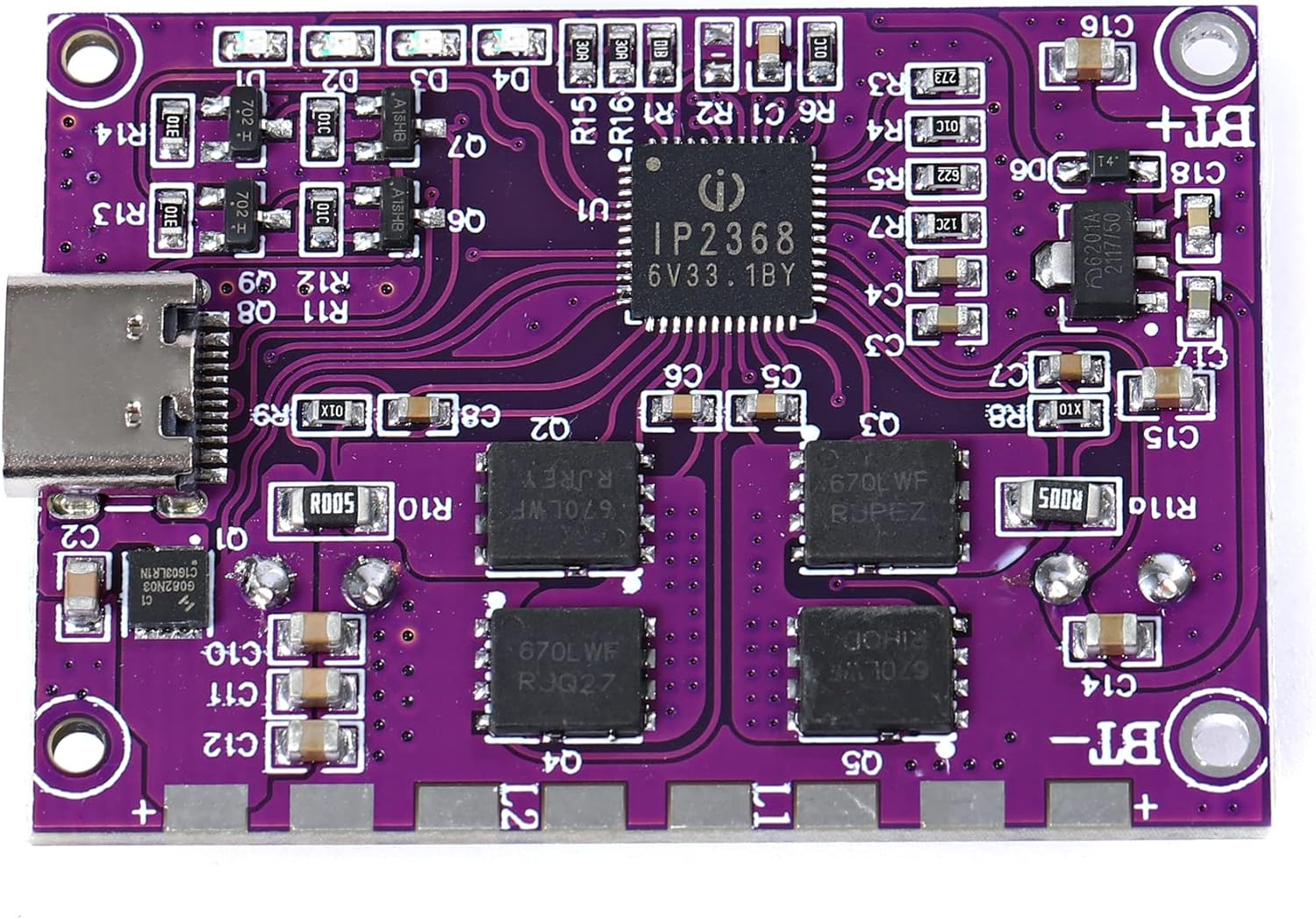 IP2368 Módulo de carga rápida bidireccional 100w Buck-Boost Tipo-c Interfaz 4S Batería de litio Tablero de carga rápida de alta potencia