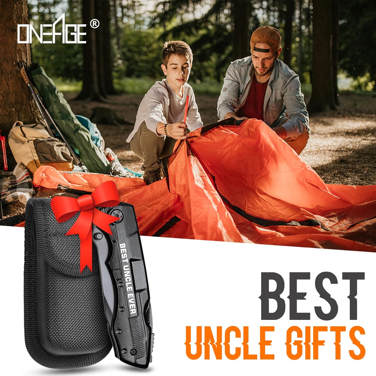 Regalos para tíos, cuchillo multiherramienta “Best Uncle Ever”, rellenos de calcetines para tío, regalos de cumpleaños para tío, regalos para el