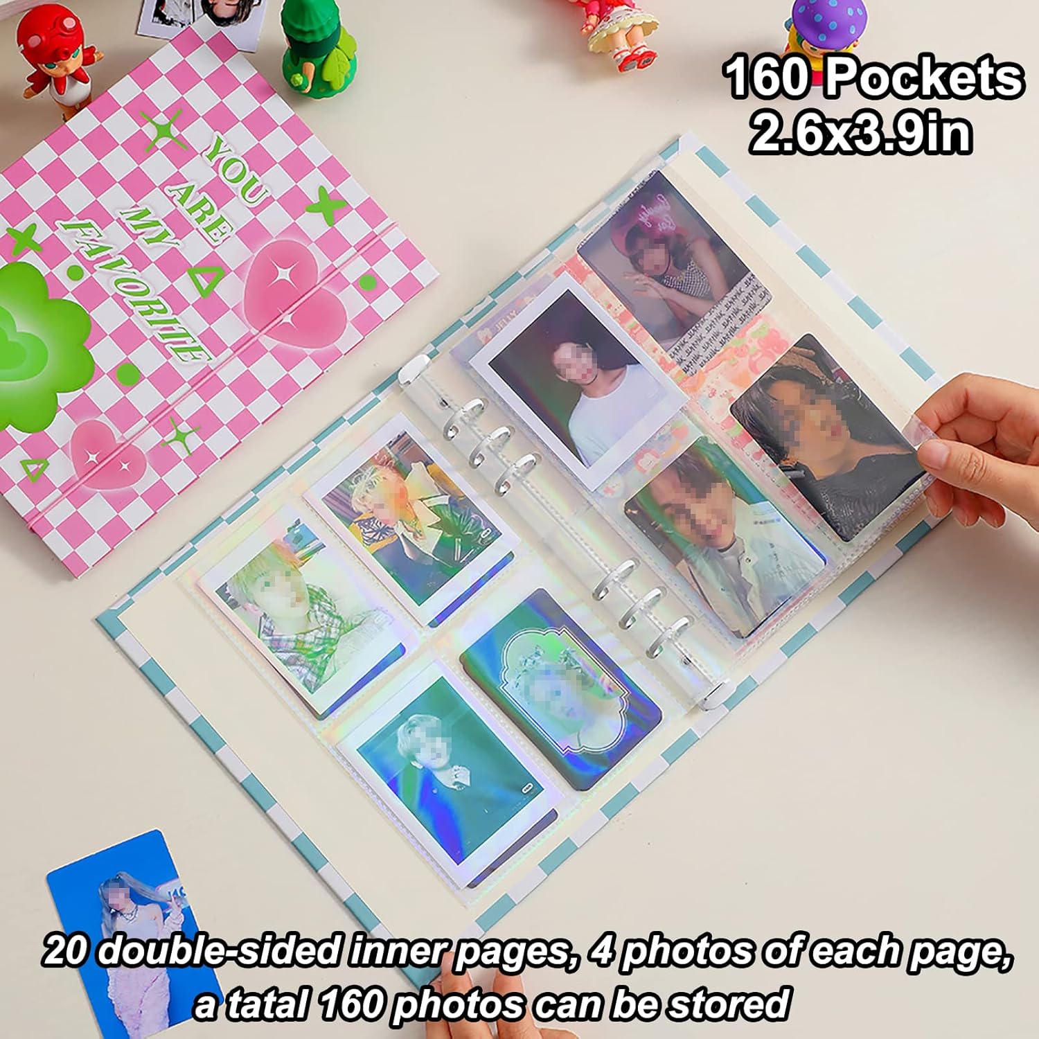 SZHTSWU Carpeta A5 Kpop álbum de fotos con 20 fundas interiores de 3 pulgadas para álbum de fotos en hojas sueltas rellenables de 6 anillos,